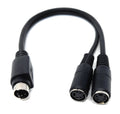 DRUT 25cm S-Video 4 Pin Mini DIN to 2 x Sockets Female Y Splitter Connector Extension Adapter Cable 0.8ft