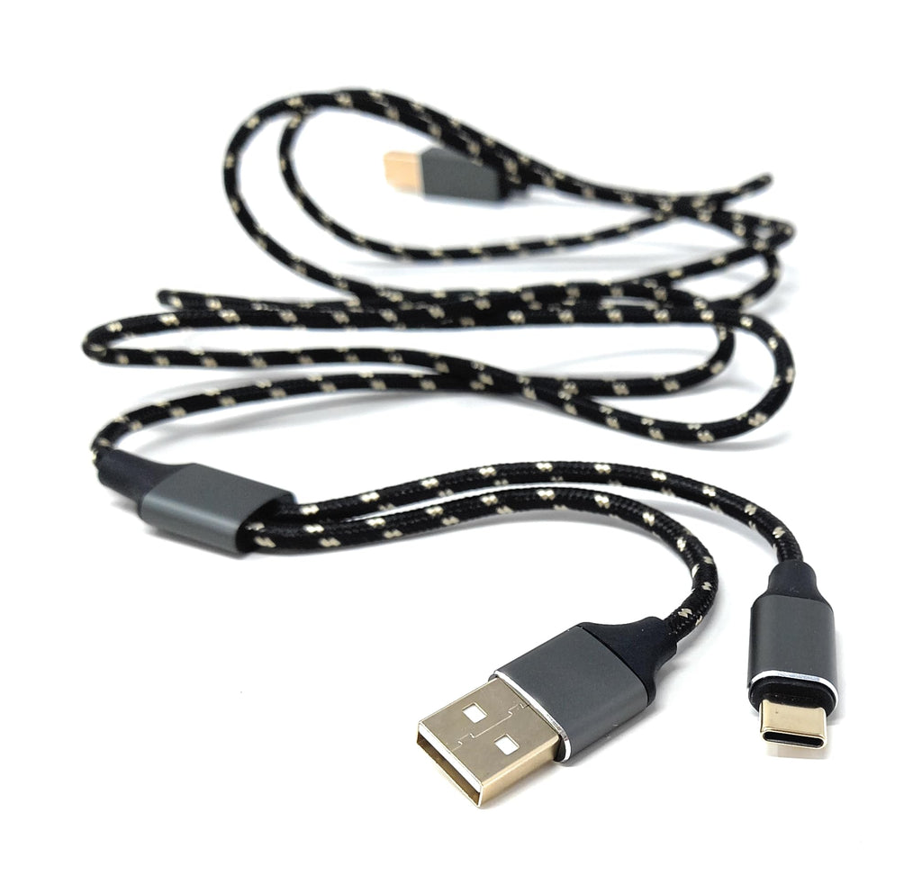 DRUT 1m USB B to (USB C & A) MIDI Interface 2in1 Braided Cable – MIDI In/Out Adapter for Keyboard, Controller, Synth, Audio Interface – Plug & Play Recording Cable