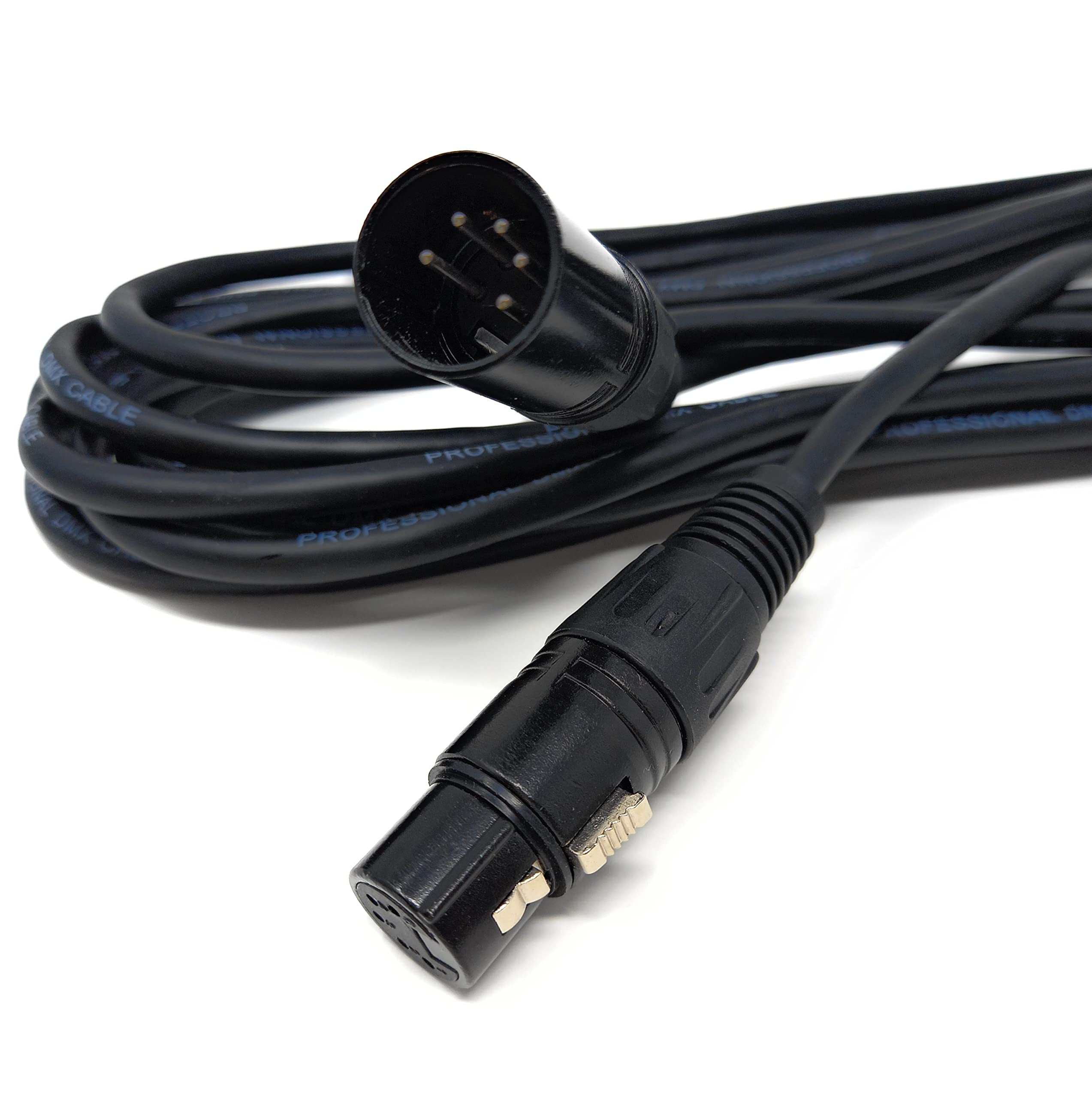 DMX (XLR) 5 pin Spiral Shielded Insulated Male to Female Extension Stage Light Signal Cable Lead