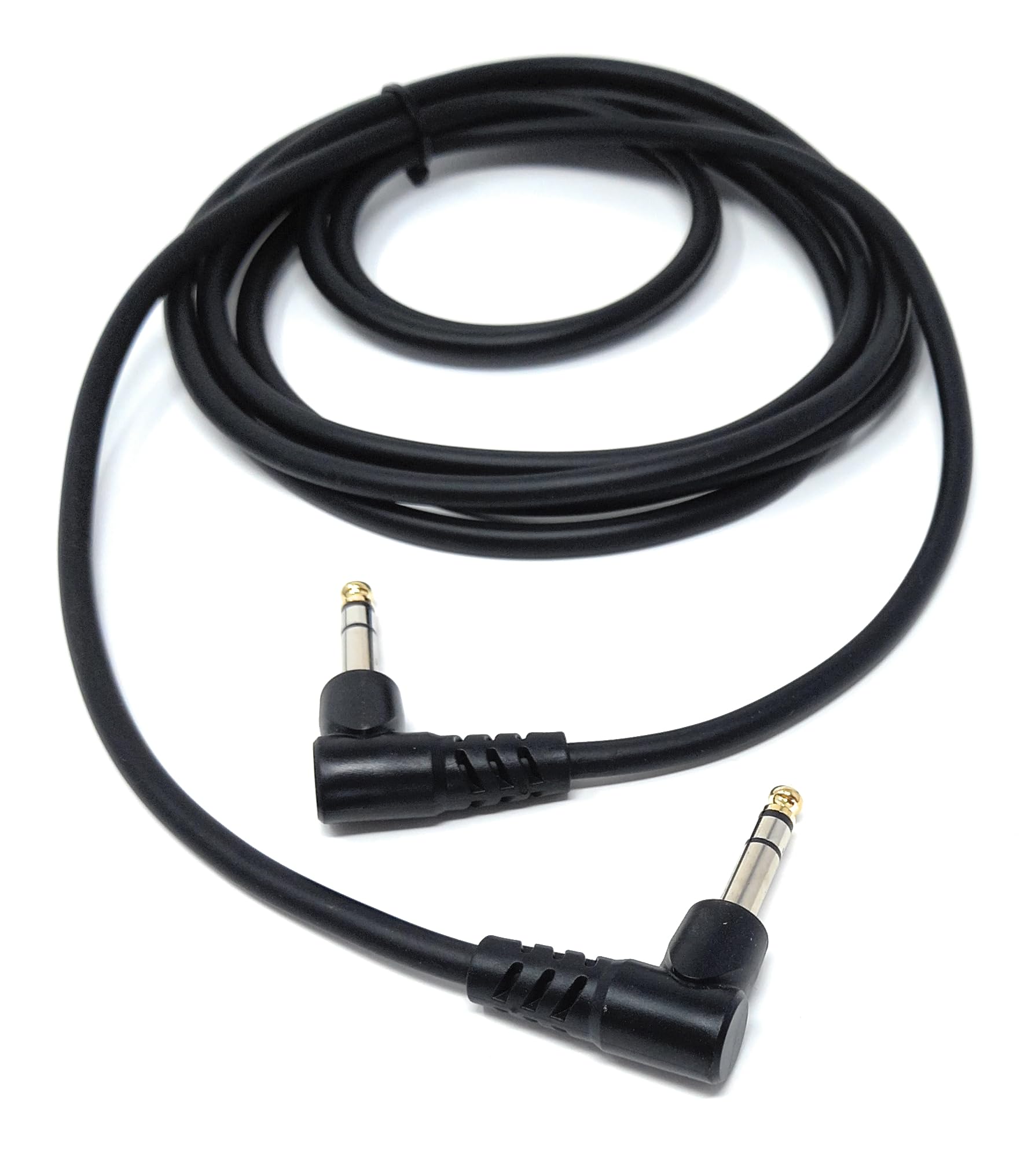 6.35mm 1/4" TRS Stereo Jack to Jack Plug, Dual Right Angle Patch Cable Lead for Headphones Amplifiers, Music Instruments, Live Events, DJ
