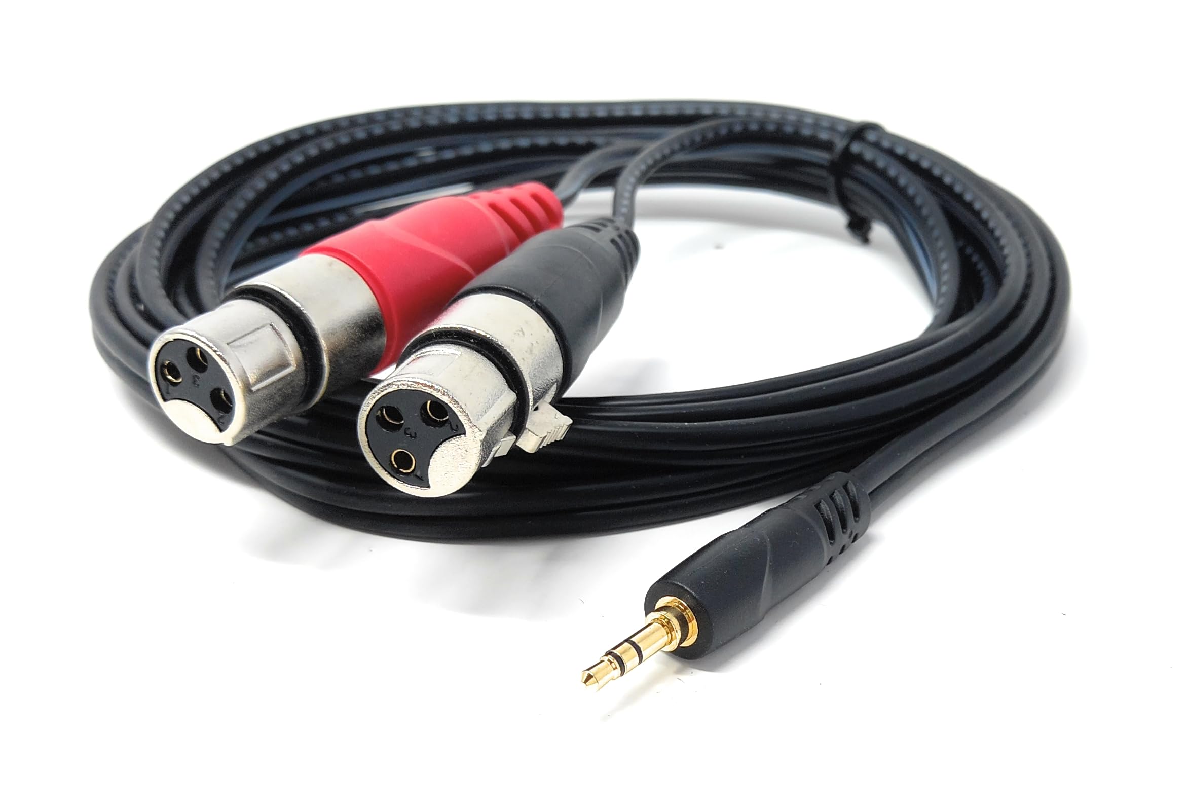 DRUT 3.5mm Stereo Jack to 2 x XLR Female Cable – Audio Splitter Lead for Microphones, Mixers, Speakers, DJ, Studio and Recording Equipment