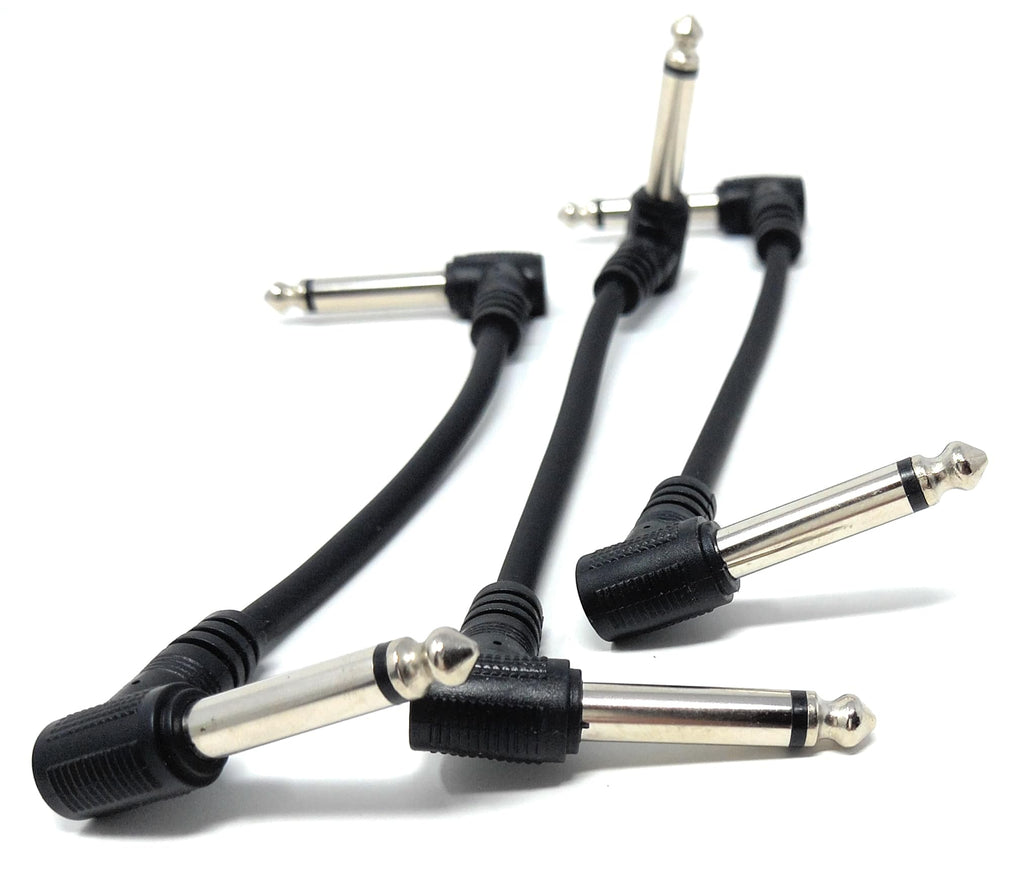 DRUT Patch Cables 6.35mm (1/4") TS Mono 90 Right Angle Jack to Jack Cable Lead, Compatible With Guitar, Bass, Acoustic, Effects Pedal, Mixer, Speaker, DJ, Music instruments
