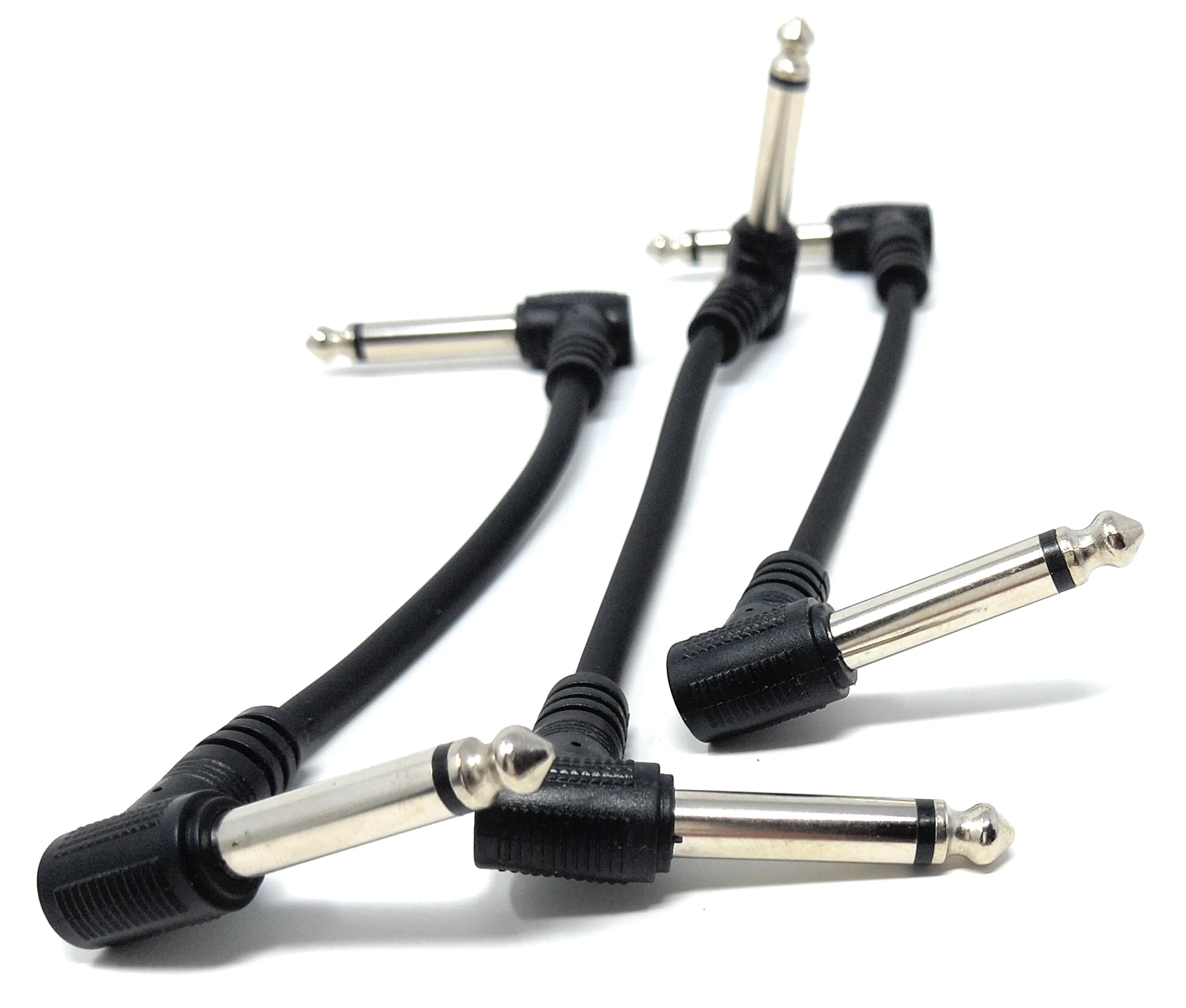 DRUT Patch Cables 6.35mm (1/4") TS Mono 90 Right Angle Jack to Jack Cable Lead, Compatible With Guitar, Bass, Acoustic, Effects Pedal, Mixer, Speaker, DJ, Music instruments