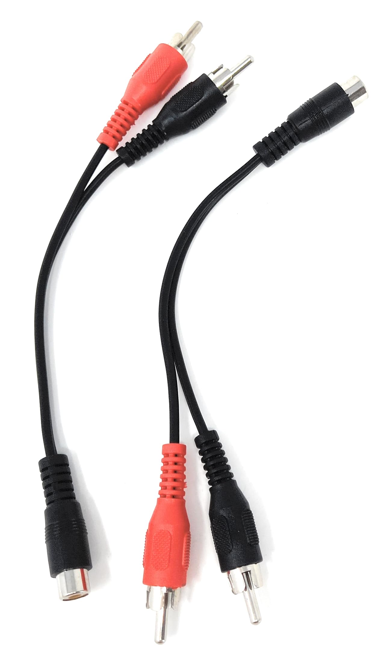 DRUT Single RCA Socket to 2 x RCA Phono Plugs Splitter Converter Audio Cable Adapter, (1 Female to 2 x Male)