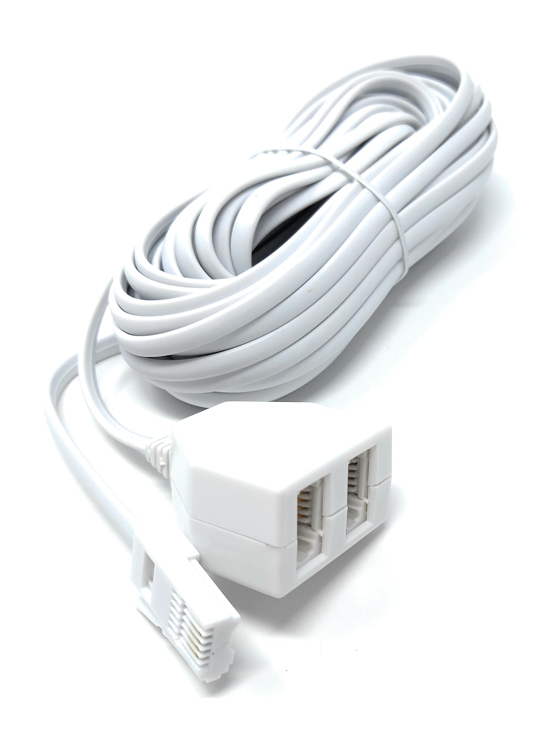 Twin BT Extension Lead, One Jack to Two Sockets, Double Telephone Splitter Cable