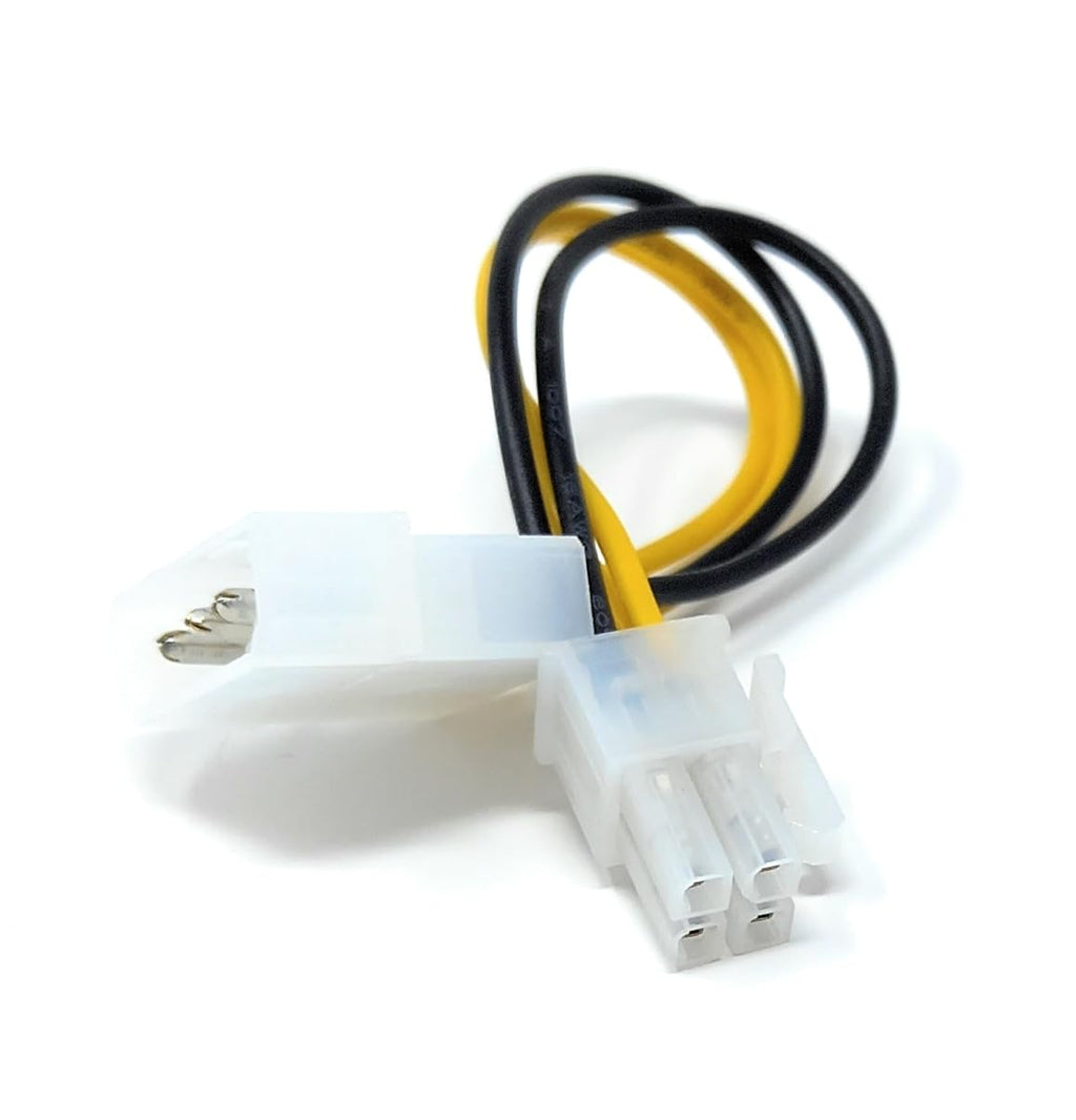 Molex to 4-Pin P4 Power Cable - 4-Pin Square Connector for Motherboards, HDDs, SSDs, and Optical Drives (For PSUs Without P4 Connector)
