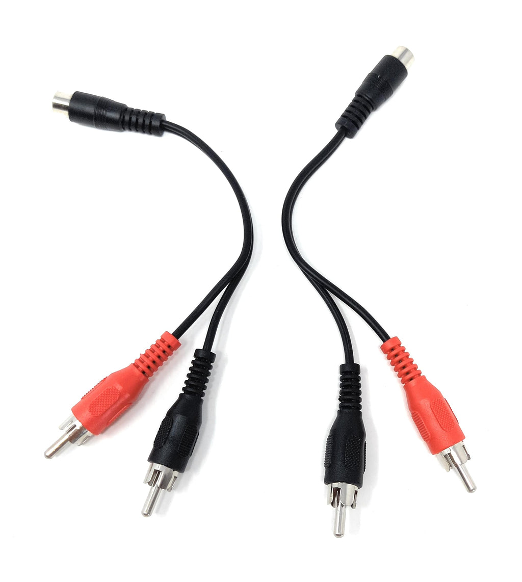DRUT Single RCA Socket to 2 x RCA Phono Plugs Splitter Converter Audio Cable Adapter, (1 Female to 2 x Male)