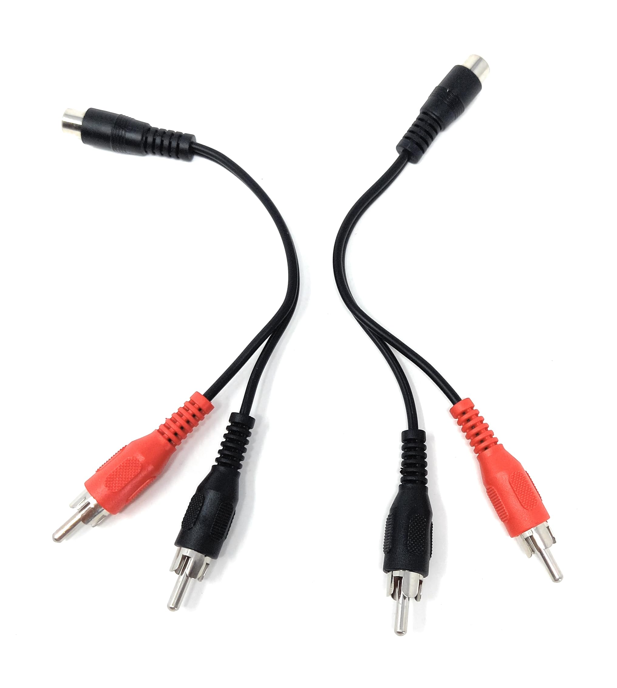 DRUT Single RCA Socket to 2 x RCA Phono Plugs Splitter Converter Audio Cable Adapter, (1 Female to 2 x Male)