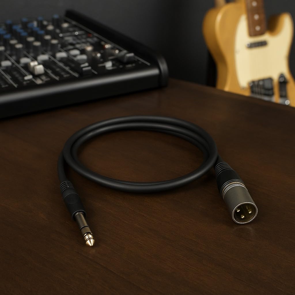 DRUT Professional XLR Male to 6.35mm Stereo Jack Cable, Gold-Plated, Balanced Audio Lead for Microphones, Mixers, Amplifiers, DJ, Studio Equipment