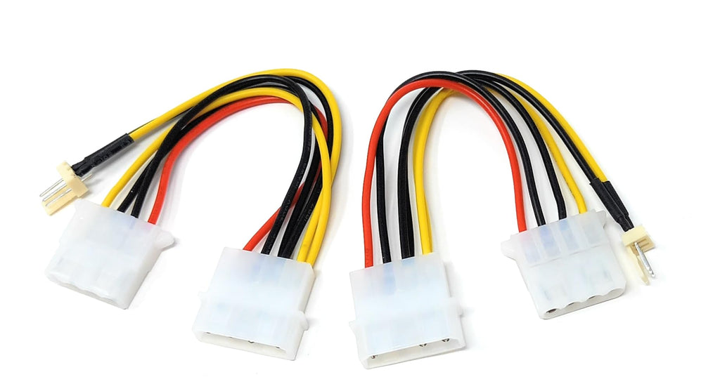 DRUT 4 Pin Molex Male to 4 Pin Molex Female With 3 Pin Fan Extension Power Adapter Cable 15cm Lead