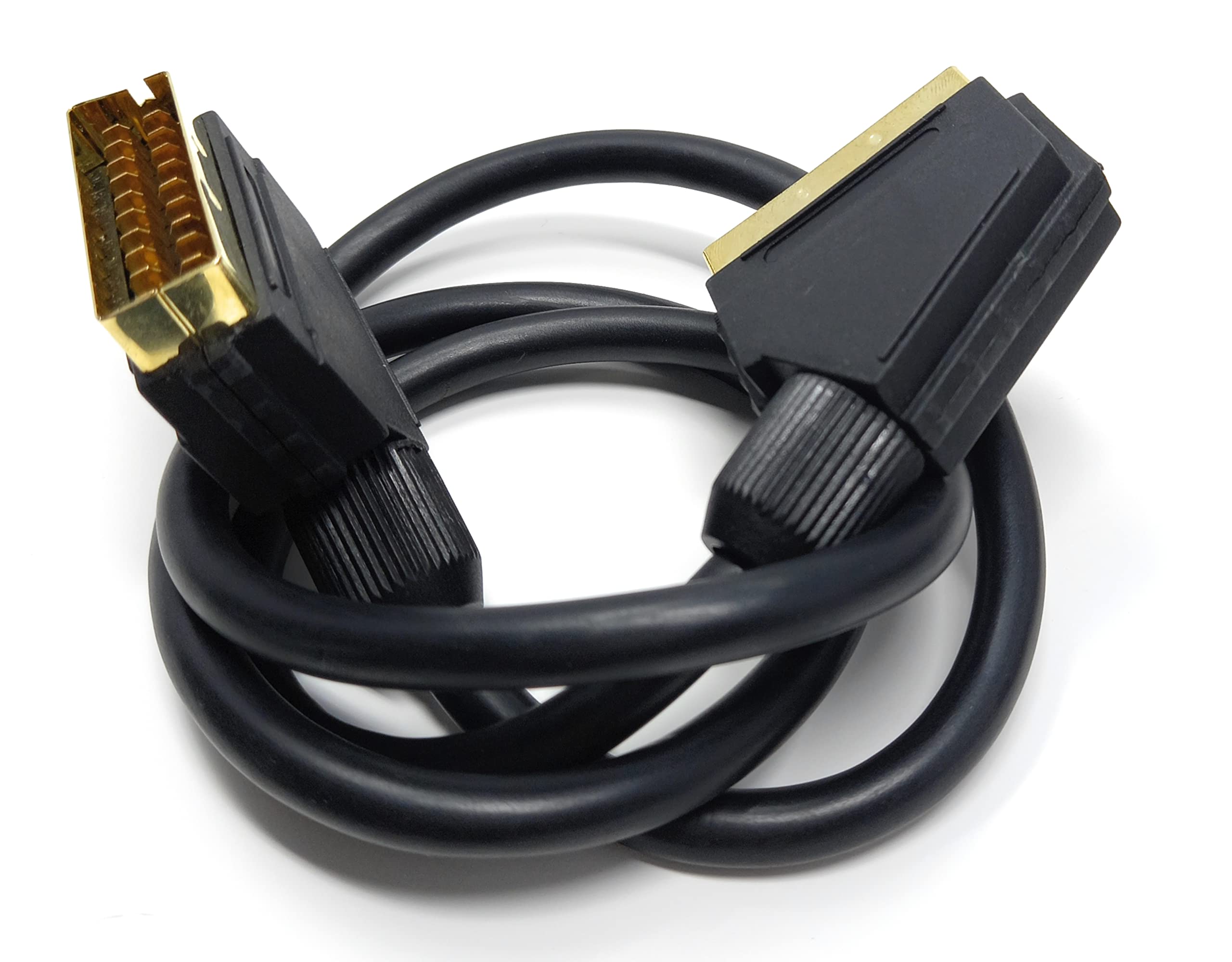 DRUT Scart to Scart Cable Lead, 21 Pin Male to Male (Plug to Plug) RGB Cord for TV, VCR, DVD Player Gold Plated