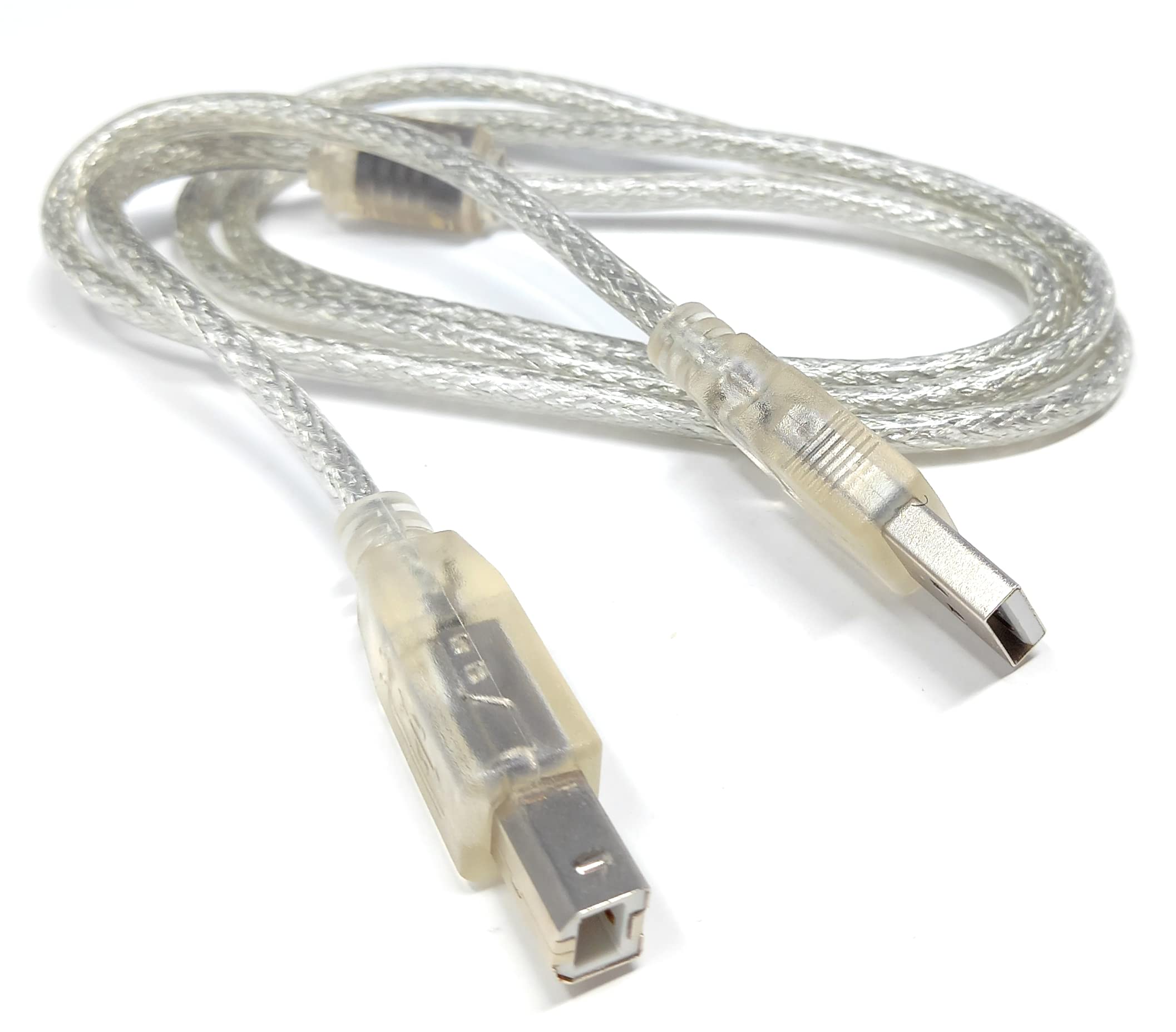 DRUT 1m USB A to B 2.0 24AWG High Speed Cable Lead for Printer, Scanner, Music Instrument 3.3ft Clear