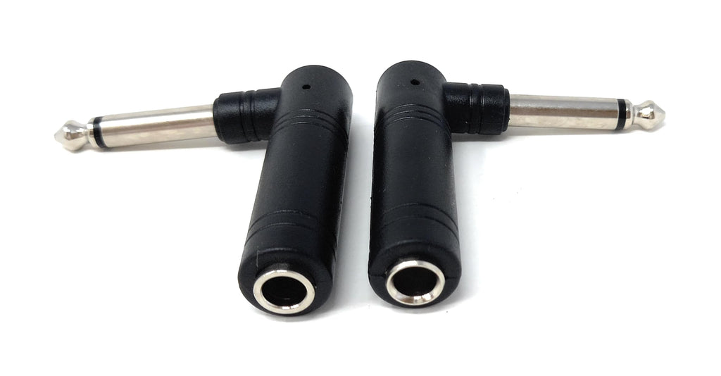 DRUT 1/4 Inch (6.35mm) Right Angle Mono TS Male to 1/4 Inch Mono Female Audio Adapter – L-Shaped Connector for Guitar, Mixer, Amplifier, and Speaker