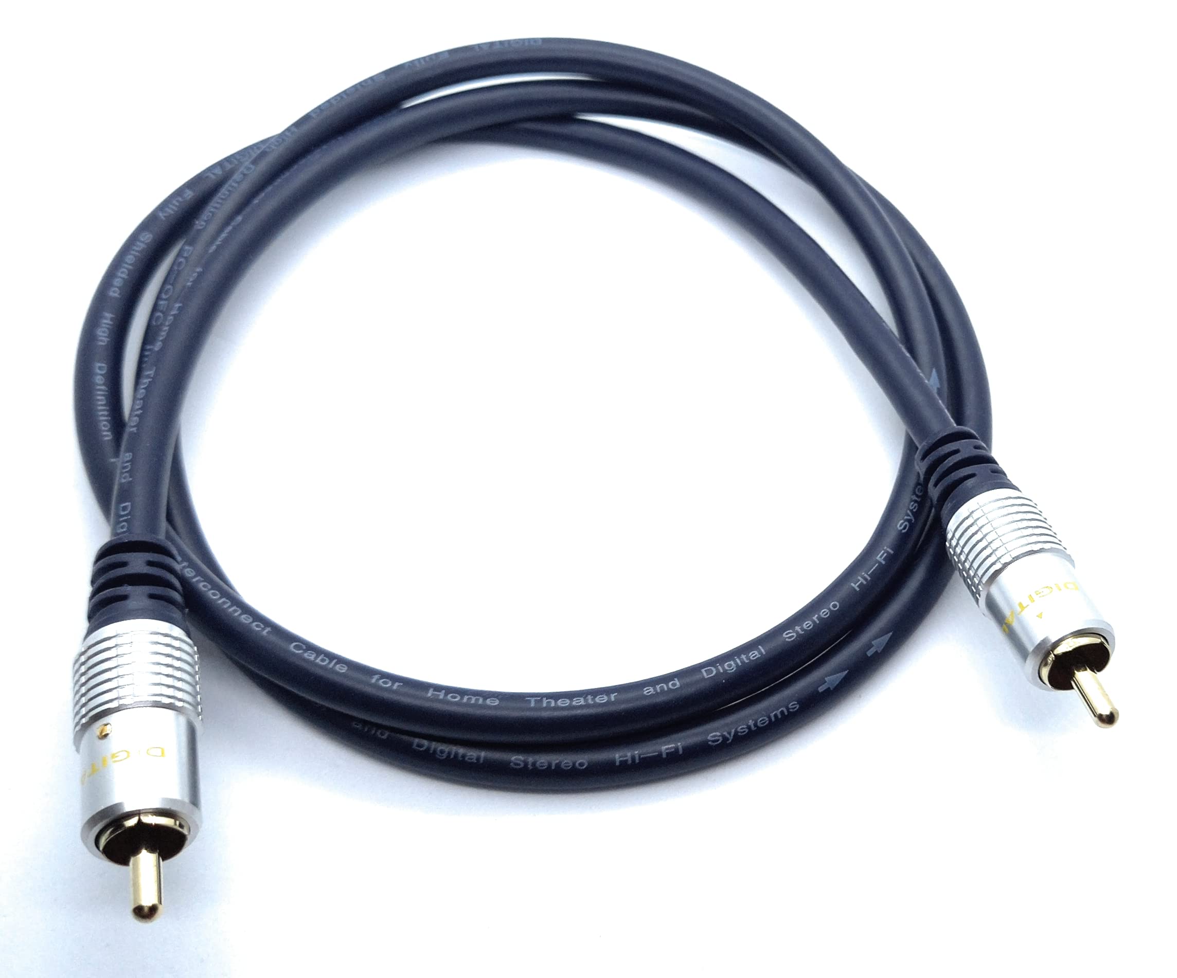 DRUT RCA to RCA Digital Audio 75 Ohm Subwoofer Cable, Designed Specifically for The Very Low-BASS frequencies, OFC SPDIF, Gold Connectors