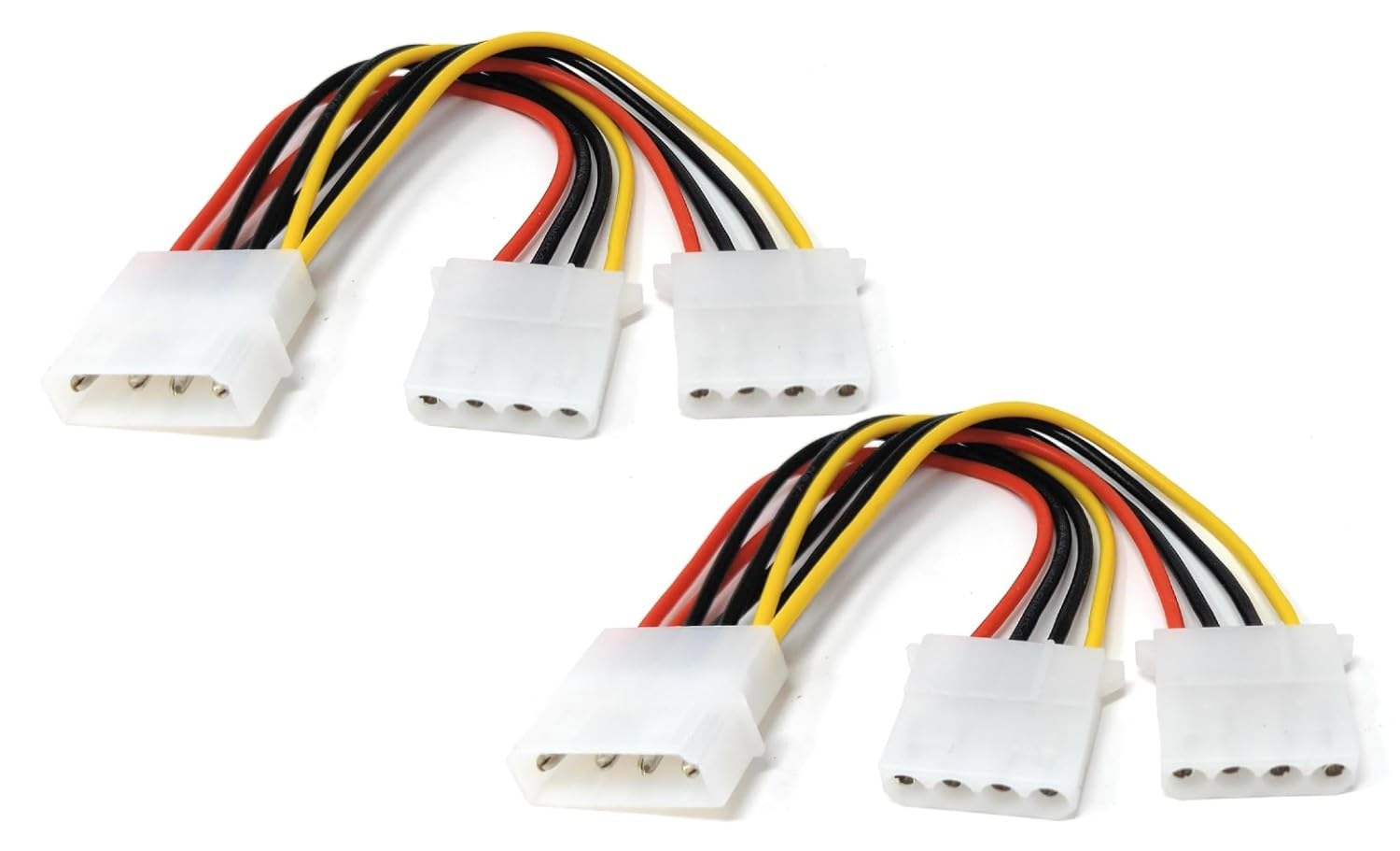 DRUT 15cm Molex 4 Pin Power Supply Y Splitter Cable 1 Male to 2 Female Compatible with drives that use IDE/EIDE/ATA/PATA/Molex Type Plugs