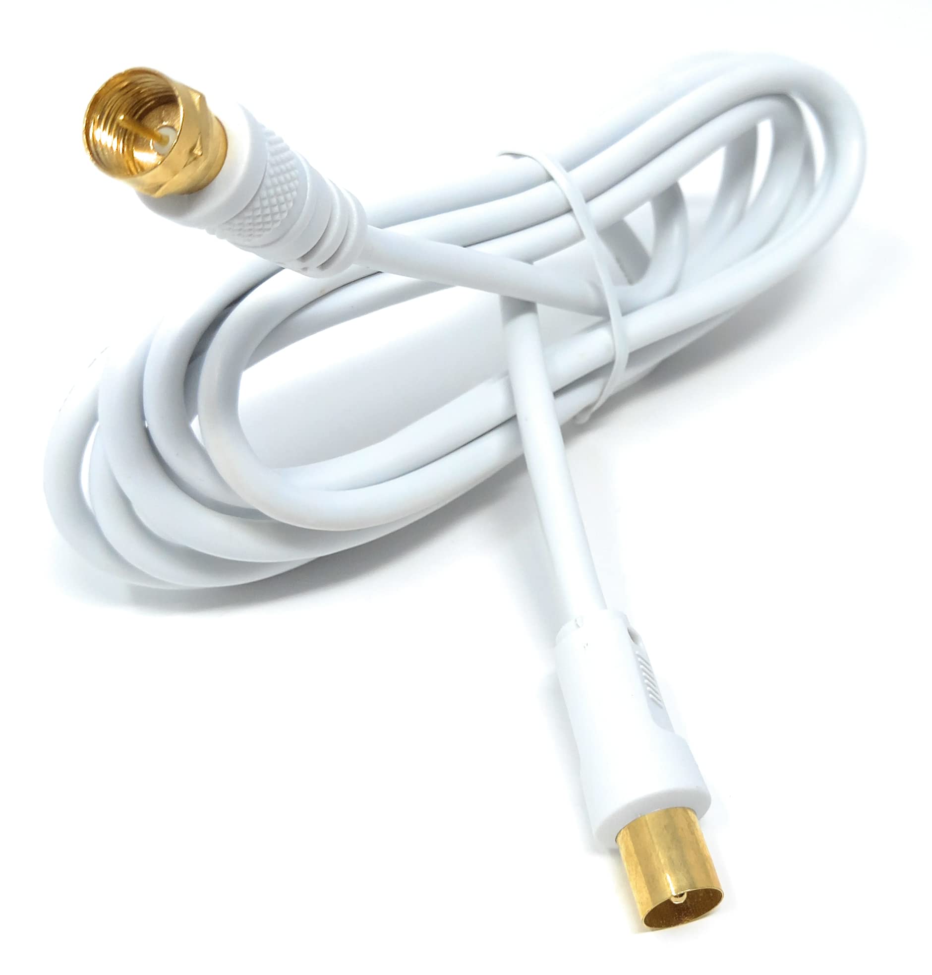 DRUT RF TV Aerial Male to F Type Connector Male Plug Coaxial Coax Cable, Lead, 75 Ohm, 3C-2V