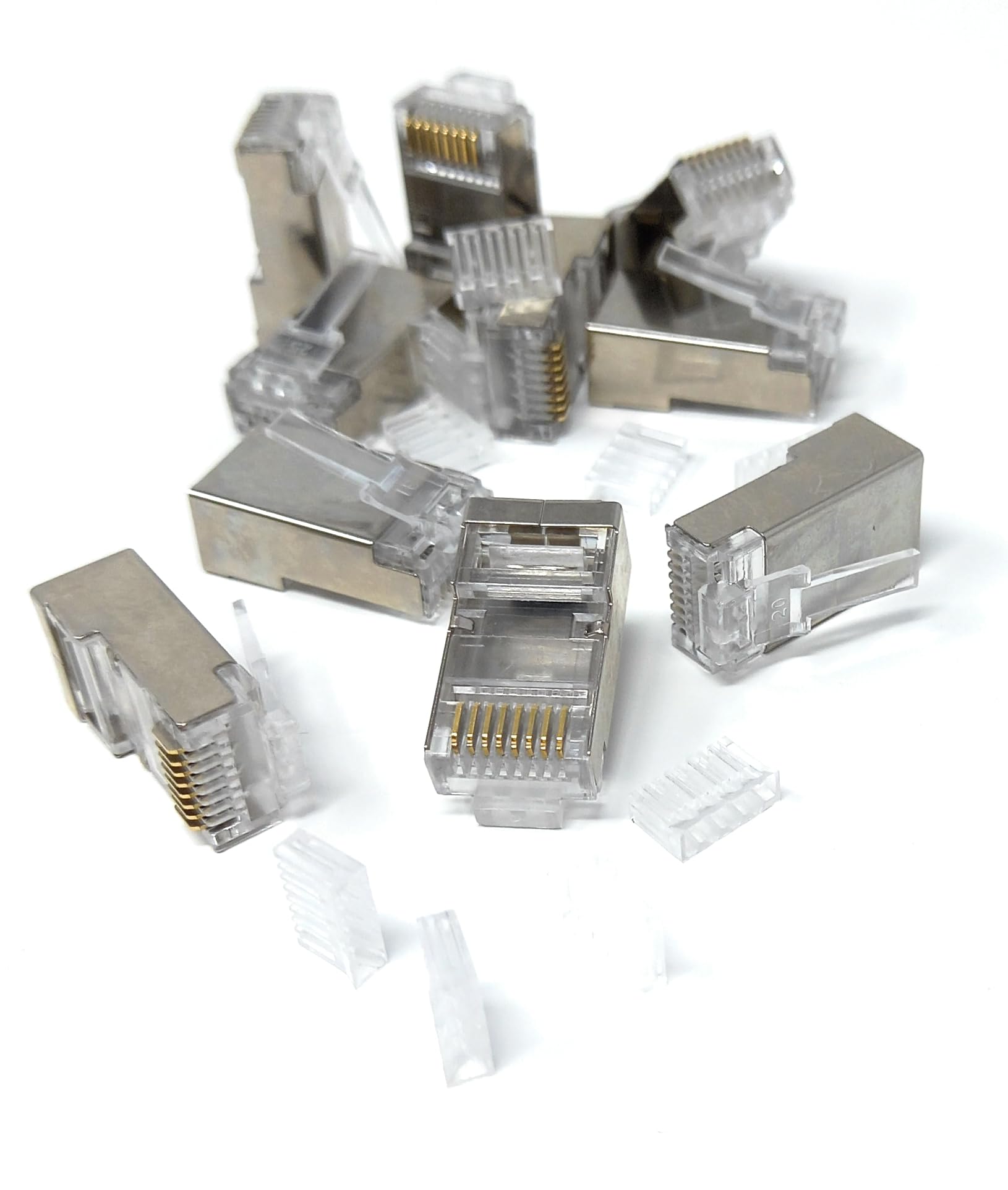 DRUT 10pcs Cat6 RJ45 LAN Crimps Ends Shielded STP Connectors (10 of Pack)