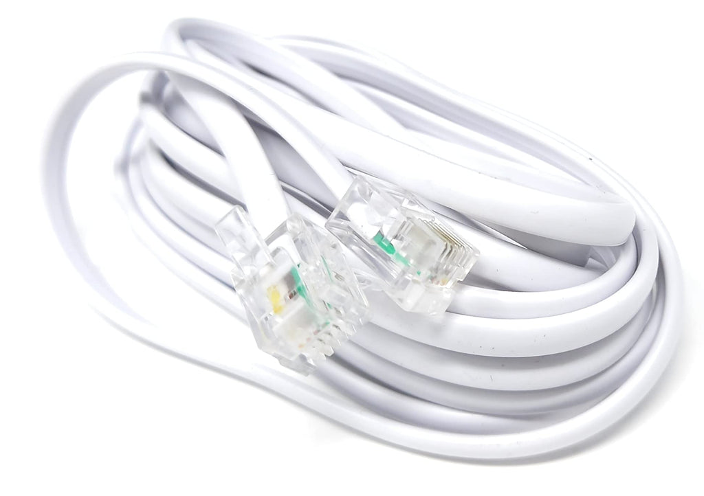 DRUT RJ11 to RJ11 Telephone Landline Cable ADSL (6P4C) Flat Lead High Speed BT Internet Broadband Male to Male Router, Modem, Phone Extension Wire