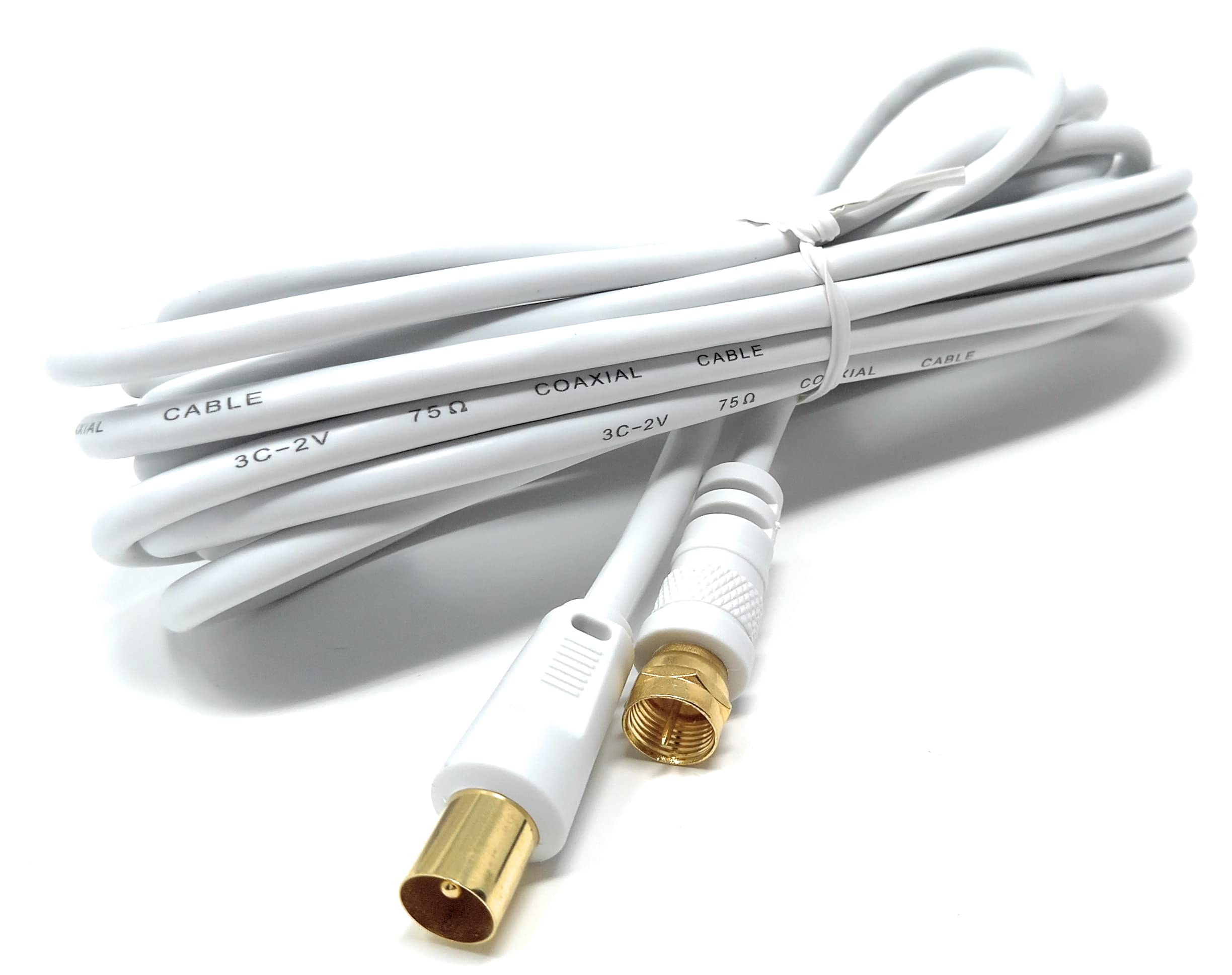 DRUT RF TV Aerial Male to F Type Connector Male Plug Coaxial Coax Cable, Lead, 75 Ohm, 3C-2V