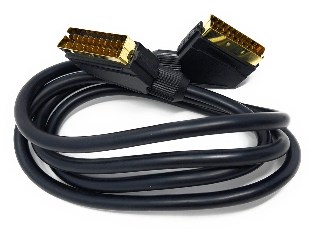 DRUT Scart to Scart Cable Lead, 21 Pin Male to Male (Plug to Plug) RGB Cord for TV, VCR, DVD Player Gold Plated