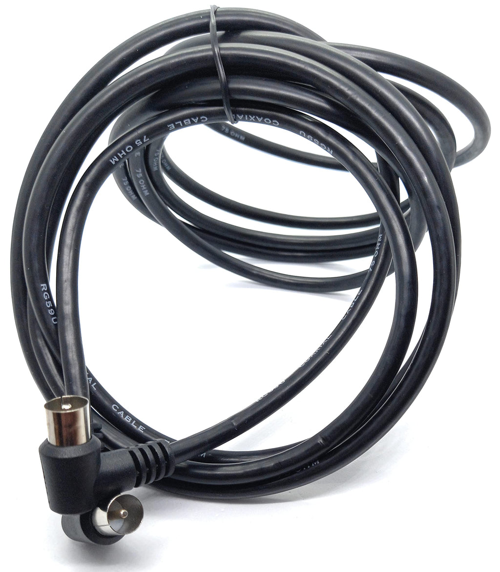 DRUT TV RF Right Angle 90' Male Plug to Male Plug Coaxial TV Freeview Cable Lead 75 Ohm
