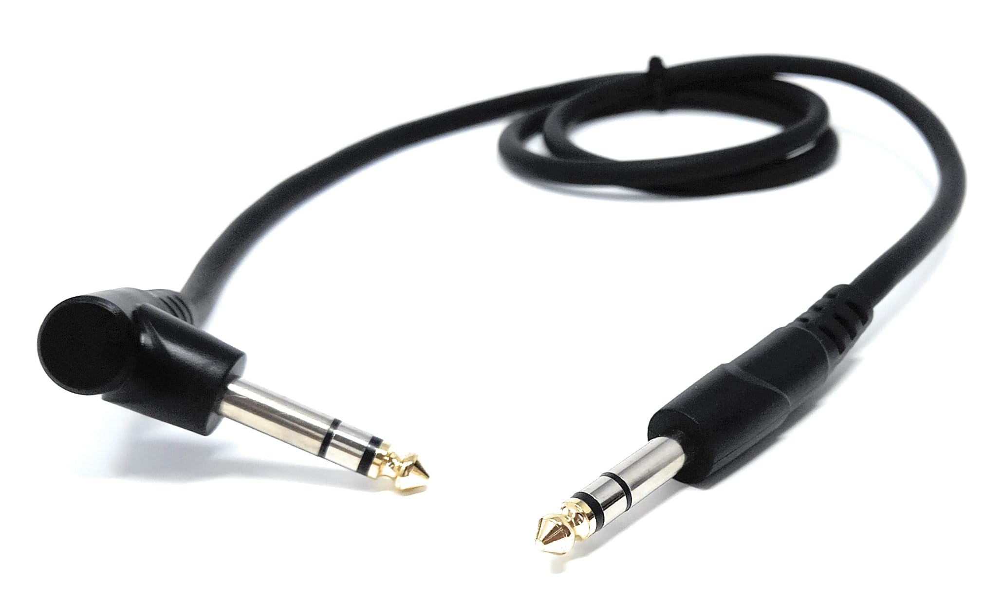 DRUT 6.35mm 1/4" Stereo TRS Male Jack to Right Angled Male Jack, Audio, Music Instrument, Flexible Cable Lead