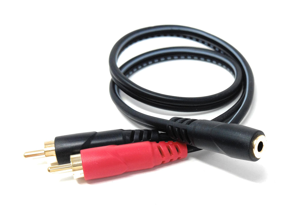 DRUT 3.5mm Stereo Jack Socket to 2x RCA Phono Plug – Audio Y Splitter Adapter Cable for AUX Devices, Speakers, Amplifiers, Headphones, HiFi Systems