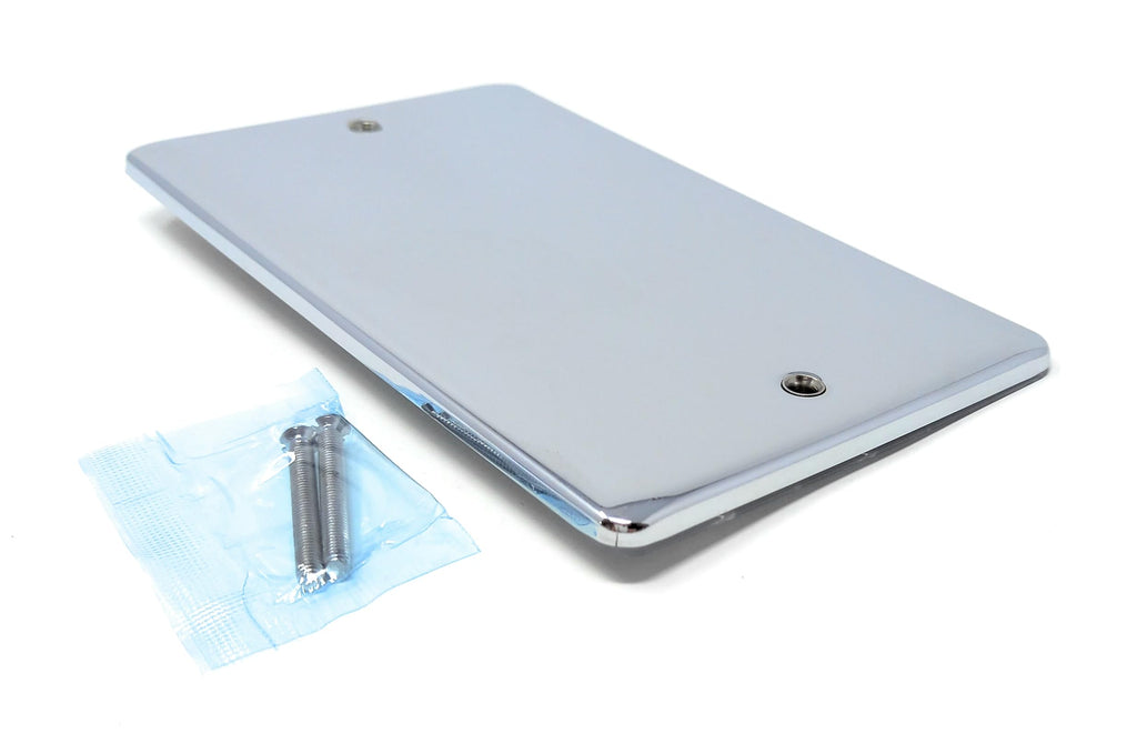Double Two Gang Blanking Plate, Wall Faceplate, Cover for Electrical Sockets, Screws Included (Chrome)