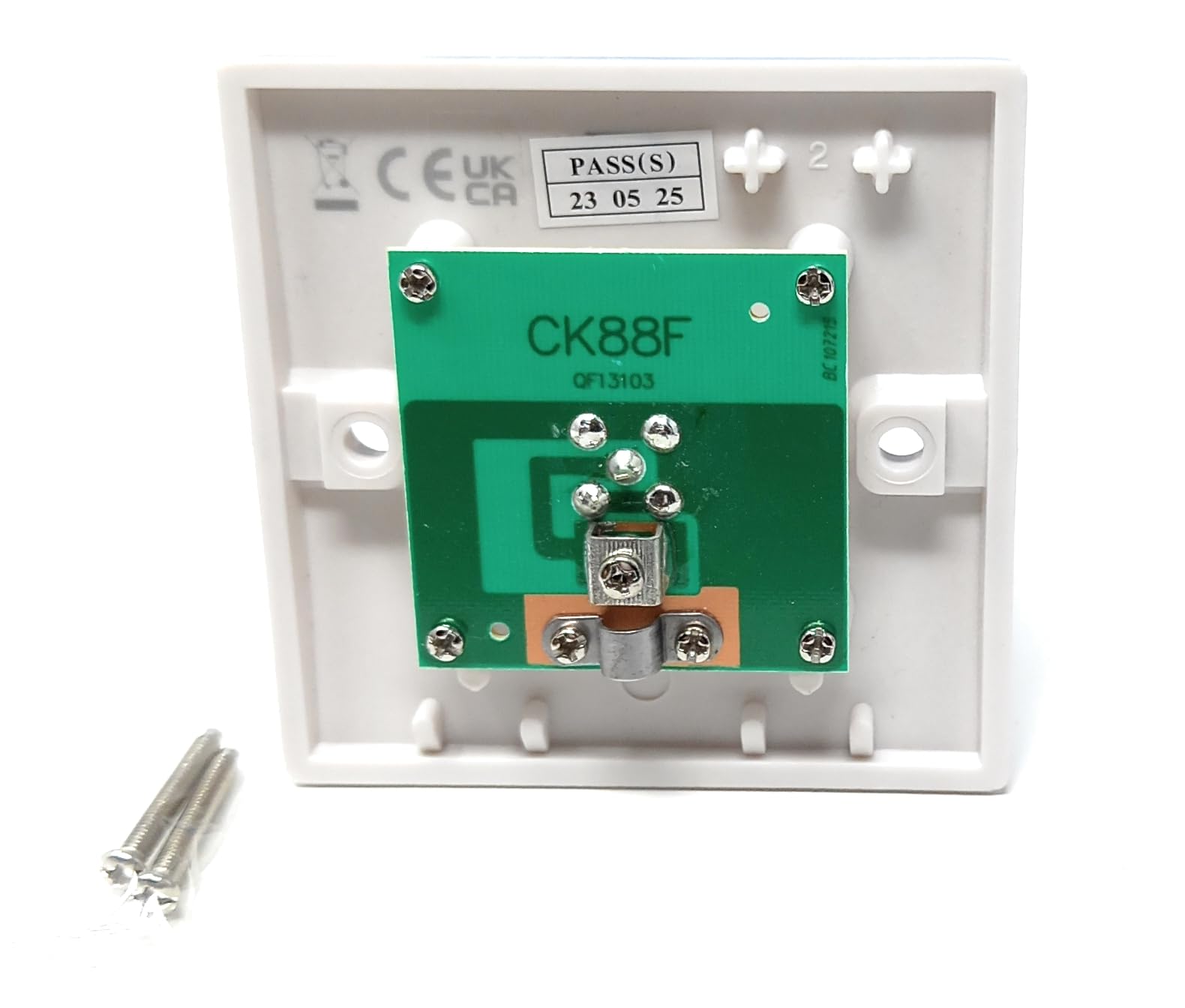 Single Gang TV, Satellite, Radio Outlet Wall Plate Faceplate – F-Type Male Screw Socket Connector, UK/EU Standard, White