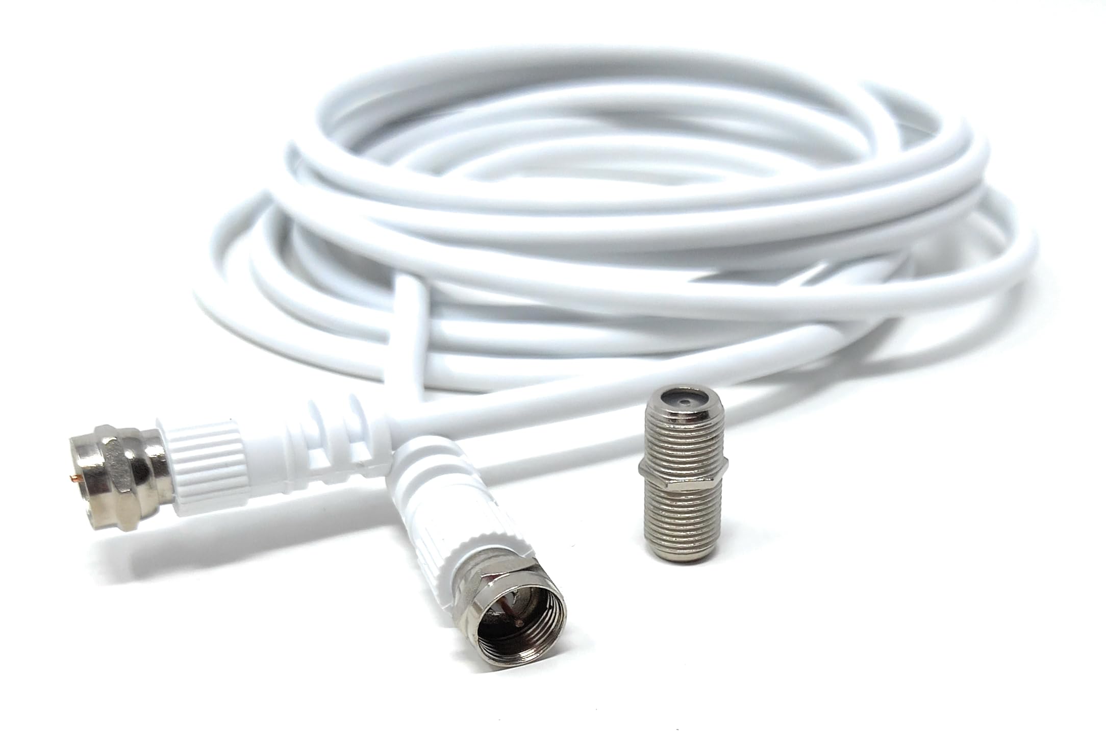 DRUT F-Type Connector TV RG6 Cable With (F-Type Female Coupler) Compatible With STB, Dish TV, Satellite, Antenna Coax Cable Lead