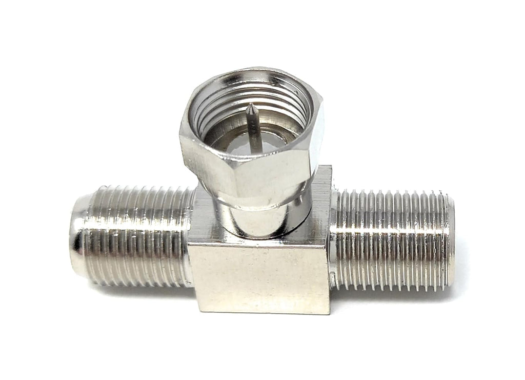 DRUT F-Type 2 Way Y Splitter Combiner TV Satellite Freeview Antenna Distributor Coax Adapter Male to 2 Female Distributor