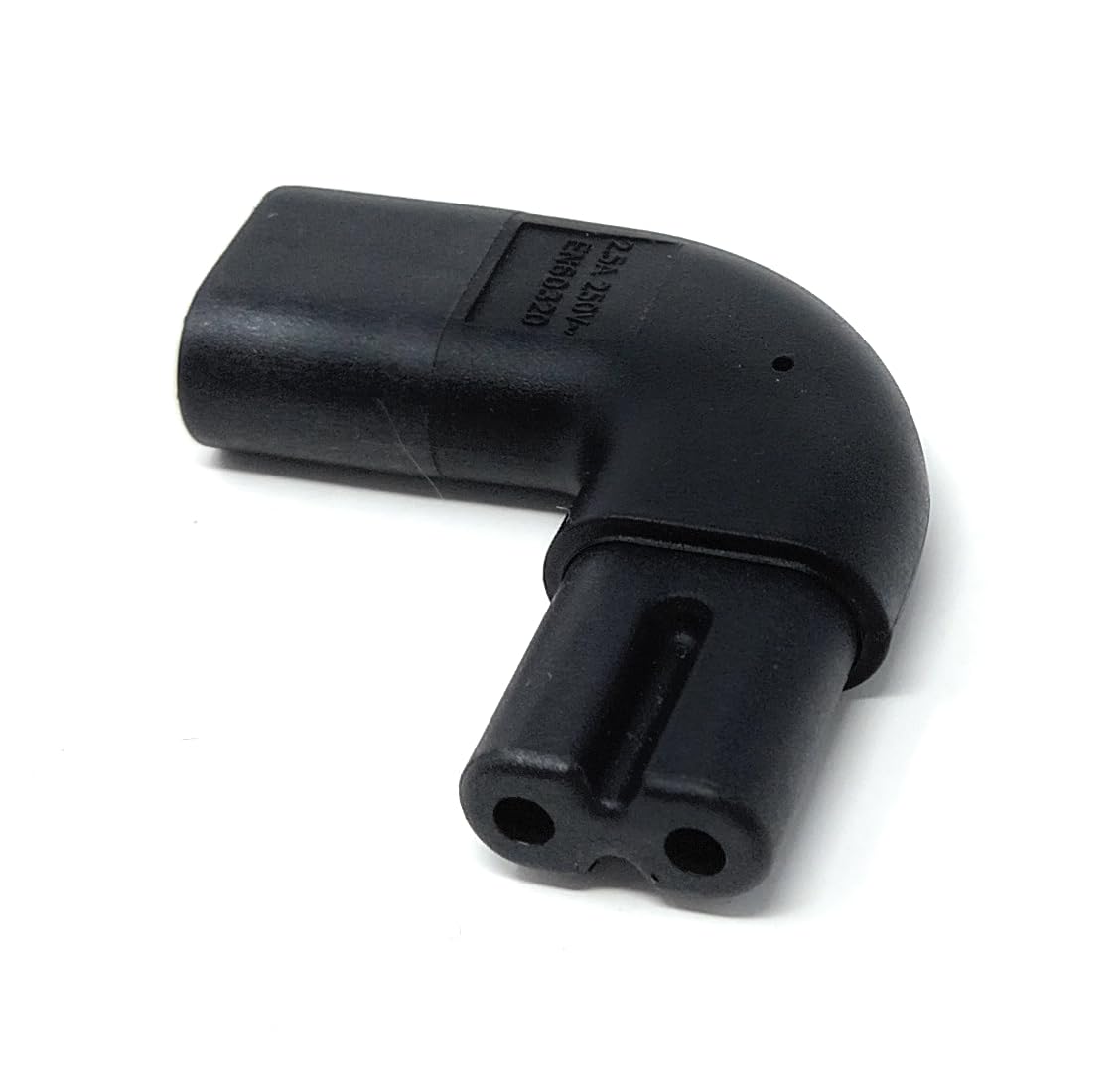 Figure 8 C7 Right Angle Adapter 90° Horizontal Plug to Socket, 2.5A Power Connector for TV, Audio & Small Appliances