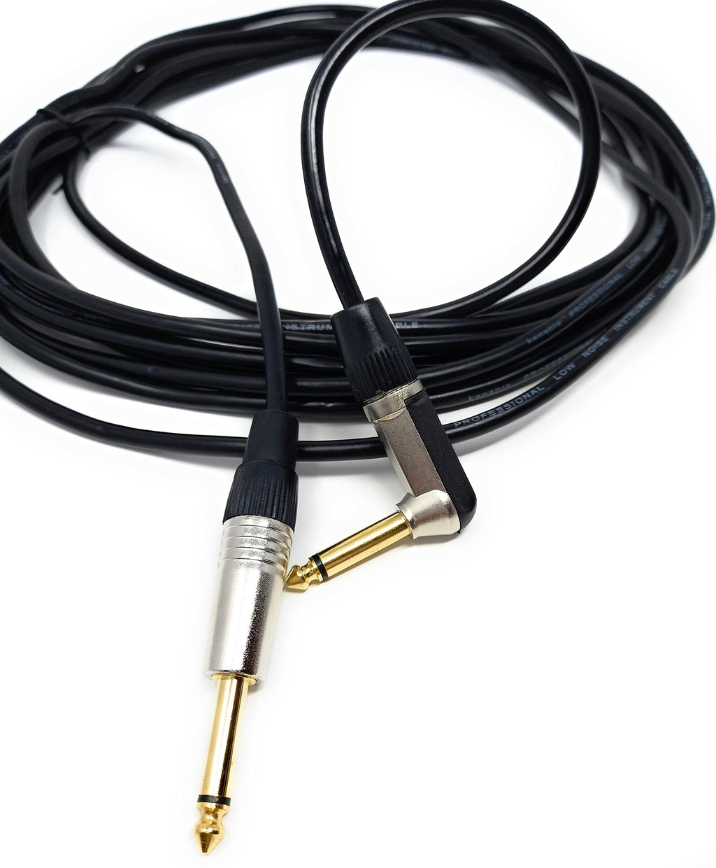 DRUT 6.35mm 1/4'' Right Angle MONO Male to Male Jack Cable Compatible with Guitar/Amp/Speaker Low Noise Lead Gold Connectors