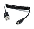 DRUT Coiled Mini USB Cable (25cm to 80cm) – Spring USB 2.0 to Mini USB Charging & Sync Cable Compatible with Cameras, MP3 Players, GPS Devices
