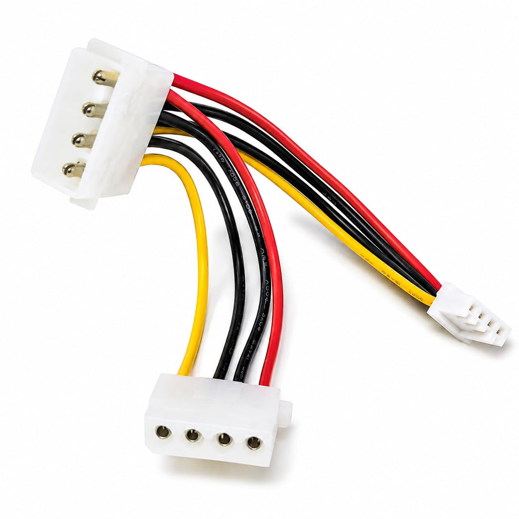 DRUT Molex Extension Cable, 4 Pin Female to 4Pin Male with 4Pin Female Floppy Power Connector, LP4 to Berg Mini-Spox PSU Adapter for PC Power Supply and Legacy Drives