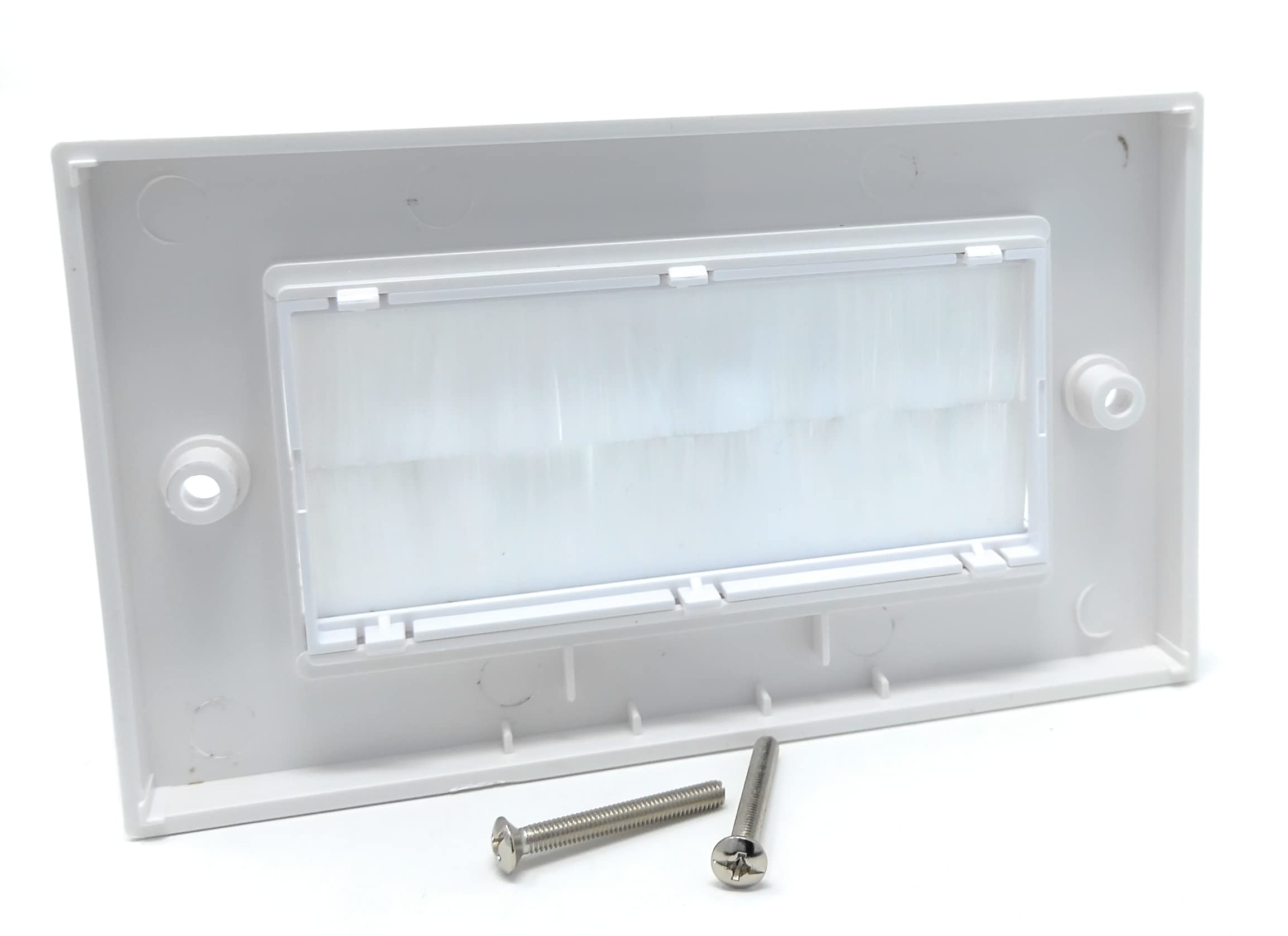 White Brush Plate Faceplate Wall Mounted Installation Tidy Cable Pass Through Insert for Wires and Cable Access