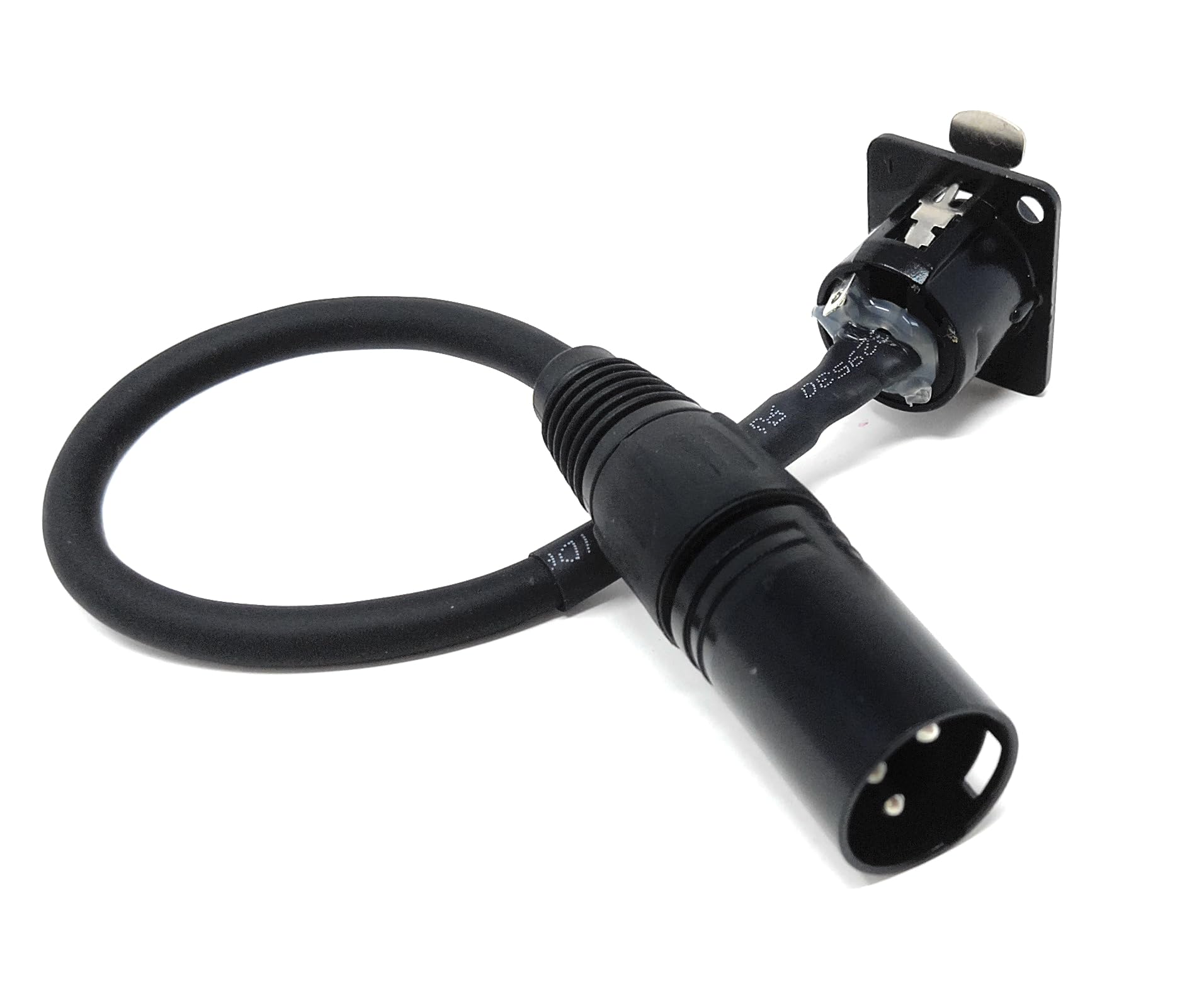 DRUT XLR Audio Cable, 3-Pin Male to Female Panel Mount Connector, 20cm Pigtail, D-Type Pass-Through