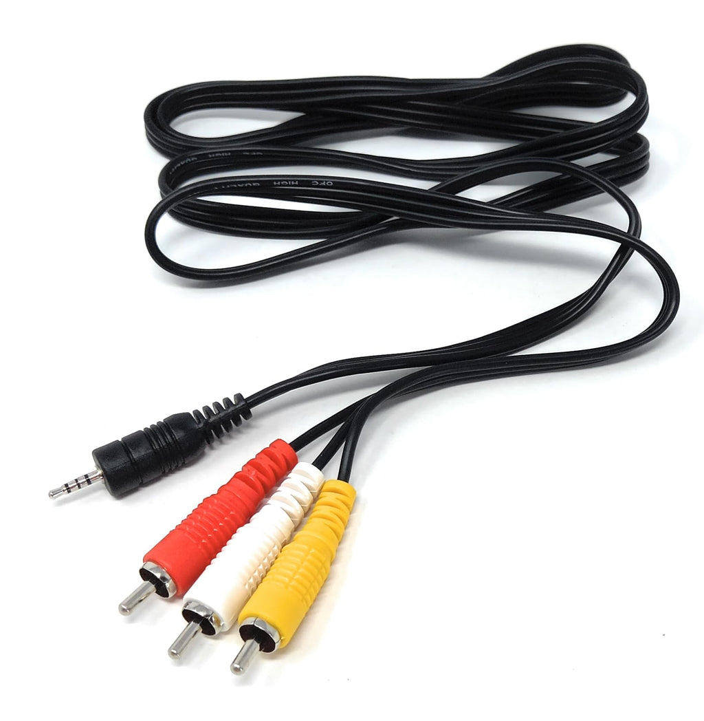 DRUT 2.5mm 4 pole to Triple RCA Phono Cable for Digital Cameras, AV, Audio, Video, TV, Lead