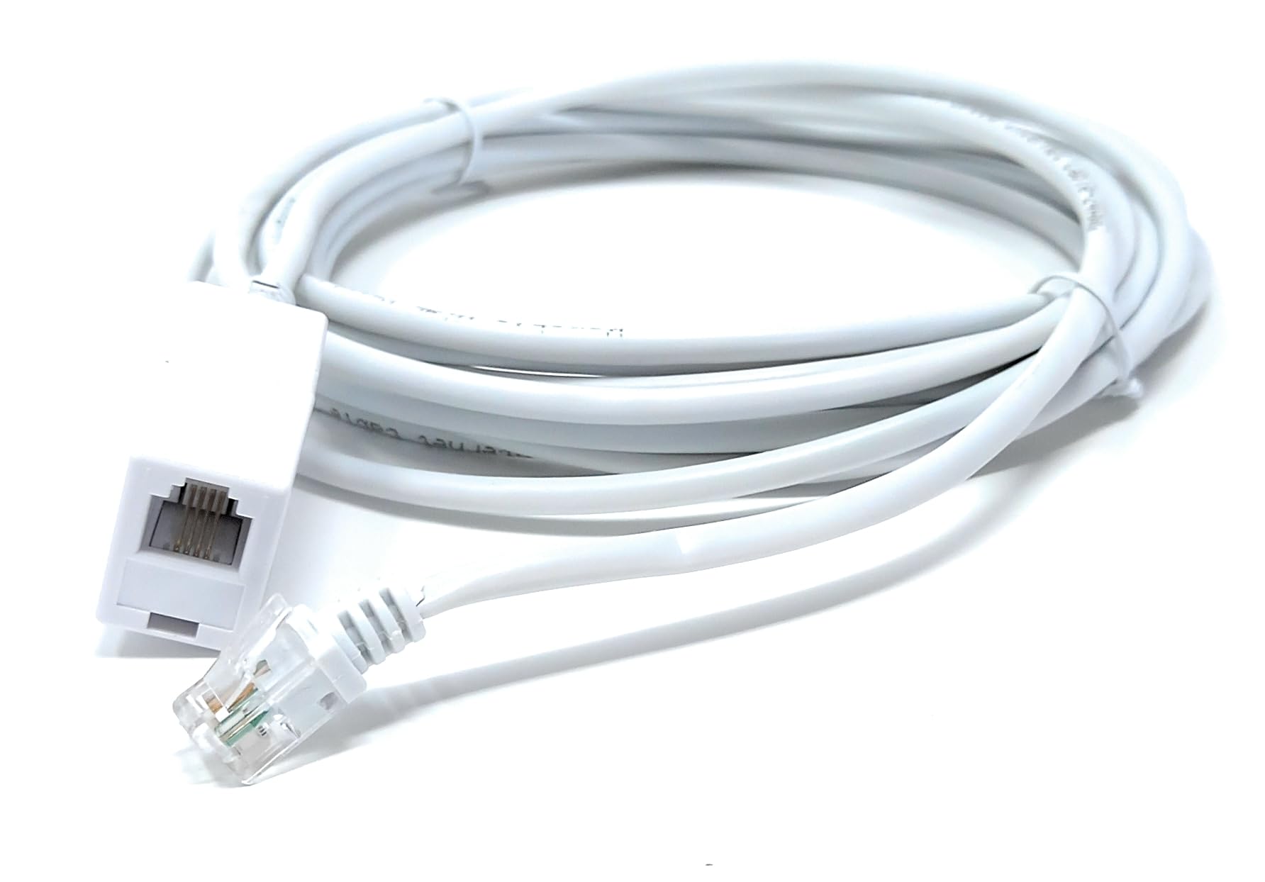 DRUT RJ11 to RJ11 ADSL 2+ Male to Male Cable with Female Coupler, BT Telephone, Broadband, Modem Extension Lead, Gold Plated Connectors