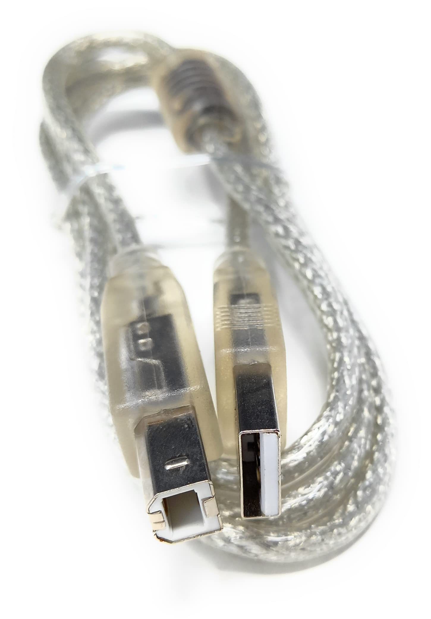 DRUT 1m USB A to B 2.0 24AWG High Speed Cable Lead for Printer, Scanner, Music Instrument 3.3ft Clear