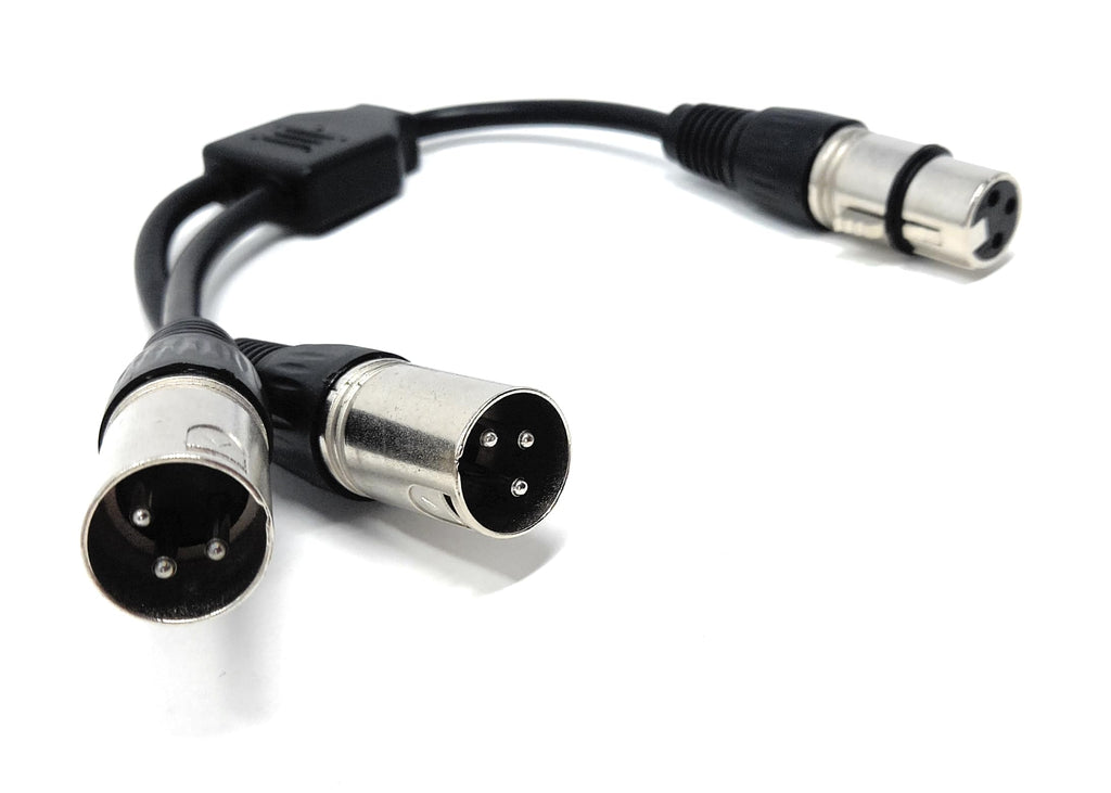 DRUT 25cm 1 x XLR Socket to 2 x XLR Plug XLR Splitter, 1 x Male to 2 x Female Adapter Cable Lead