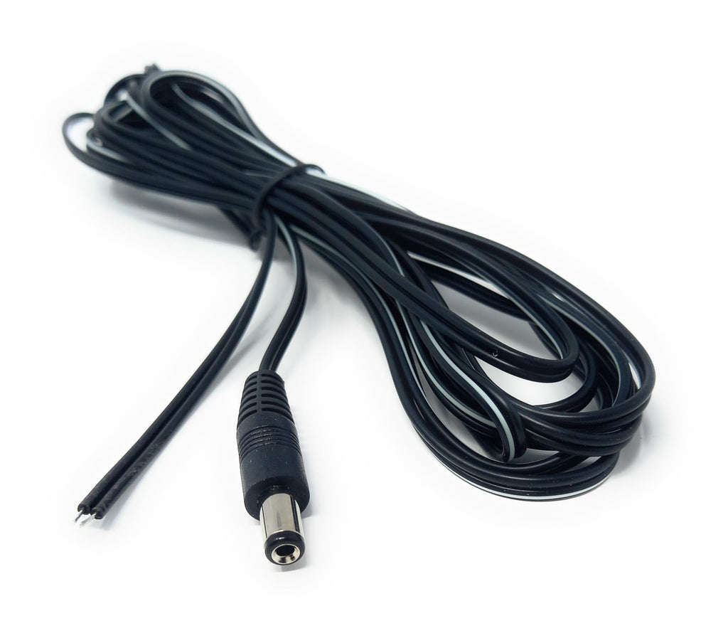2.1mm x 5.5mm Male DC Plug to Bare Ended Power Cable Compatible With CCTV, LED Lights, Music Instruments, Solar Panels