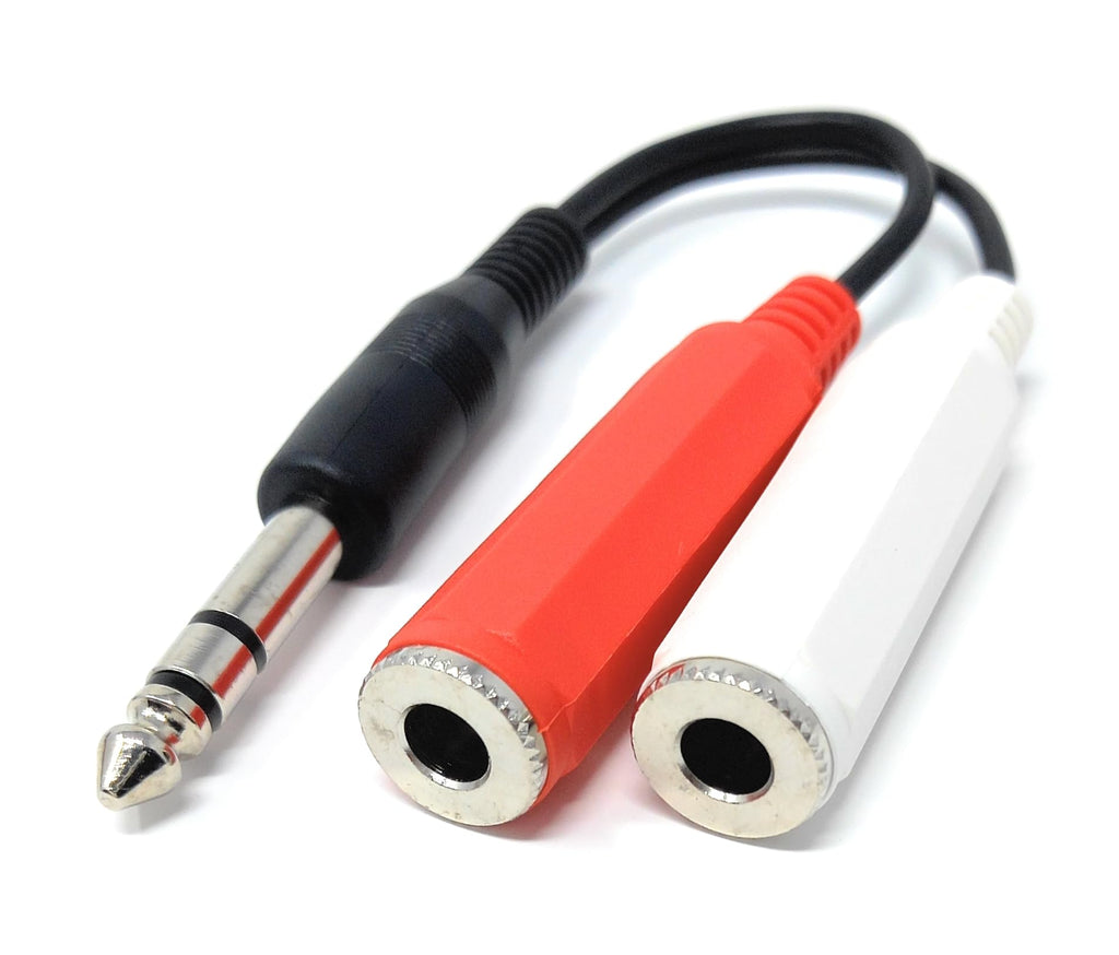 DRUT 6.35mm Stereo Jack to Twin 6.35mm Stereo Jack Sockets Cable Lead Adapter Splitter 1 Male to 2 Females