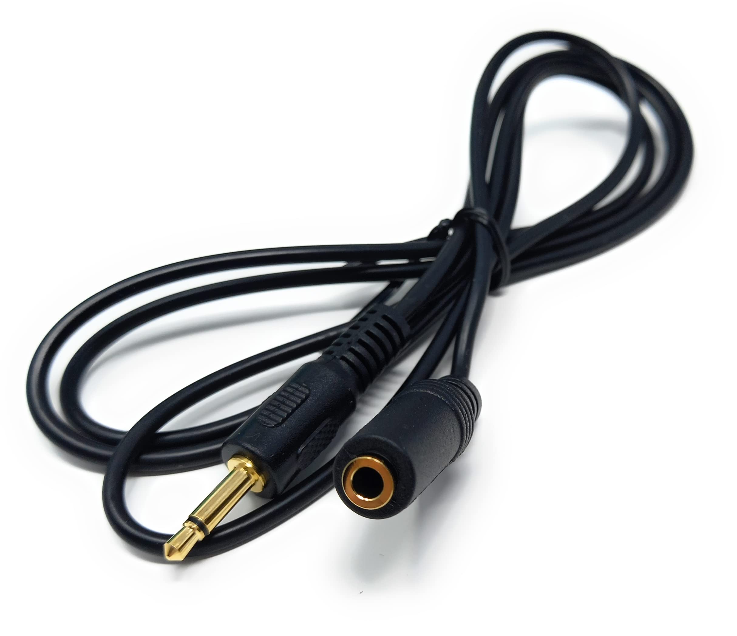 3.5mm Mono Jack to 3.5mm Socket Extension Cable Gold Connectors, Male Plug to Female Socket