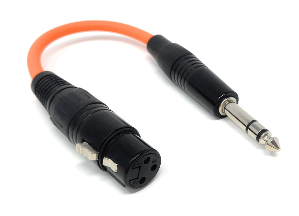 DRUT XLR 3-Pin Female to 6.35mm Stereo TRS Jack Adapter Cable, 20cm Audio Lead for Professional Audio Equipment, Orange