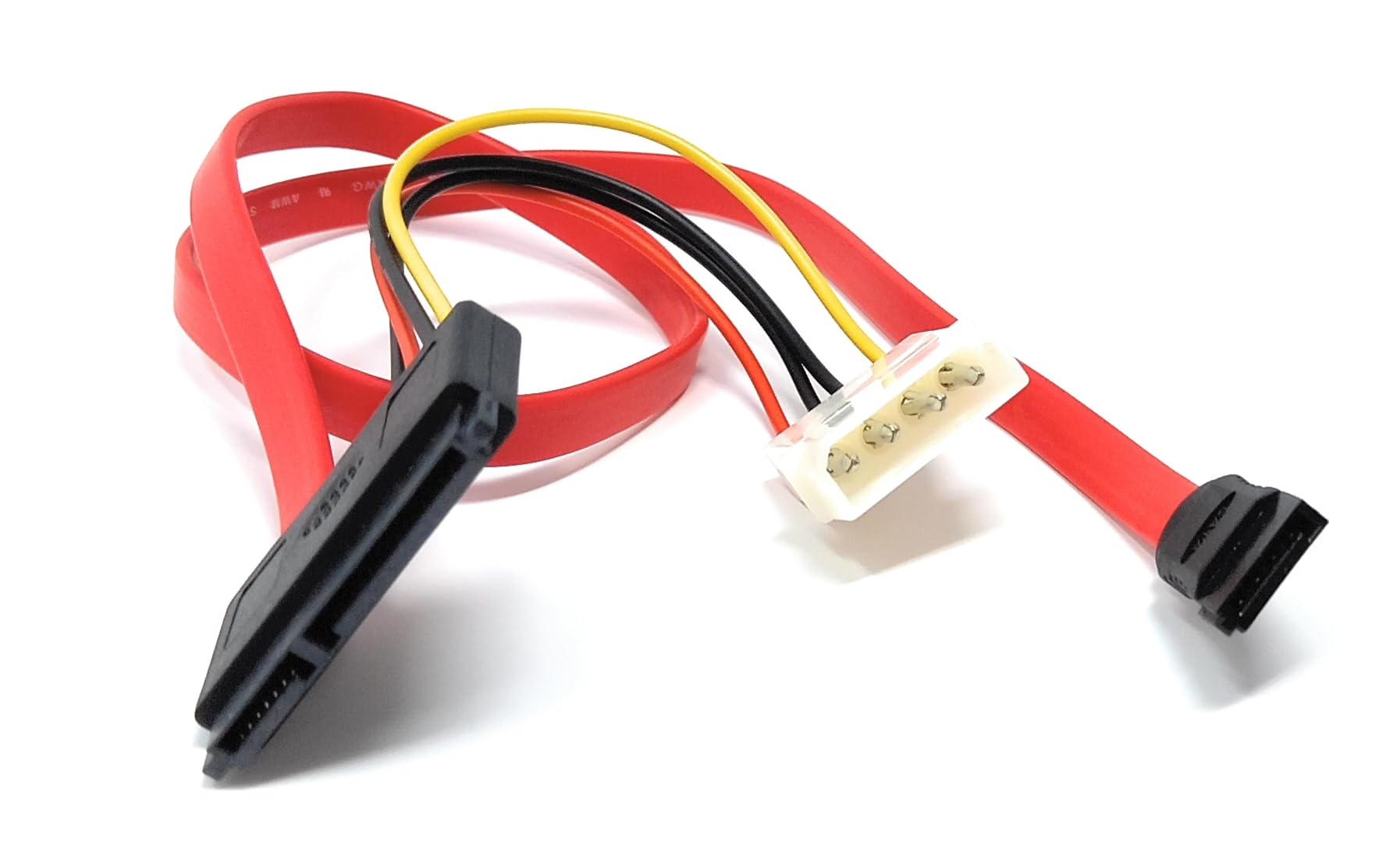 SATA to Molex Combo Cable - 7-Pin SATA Data, 15-Pin SATA Power, 4-Pin Molex Connector for Hard Drives