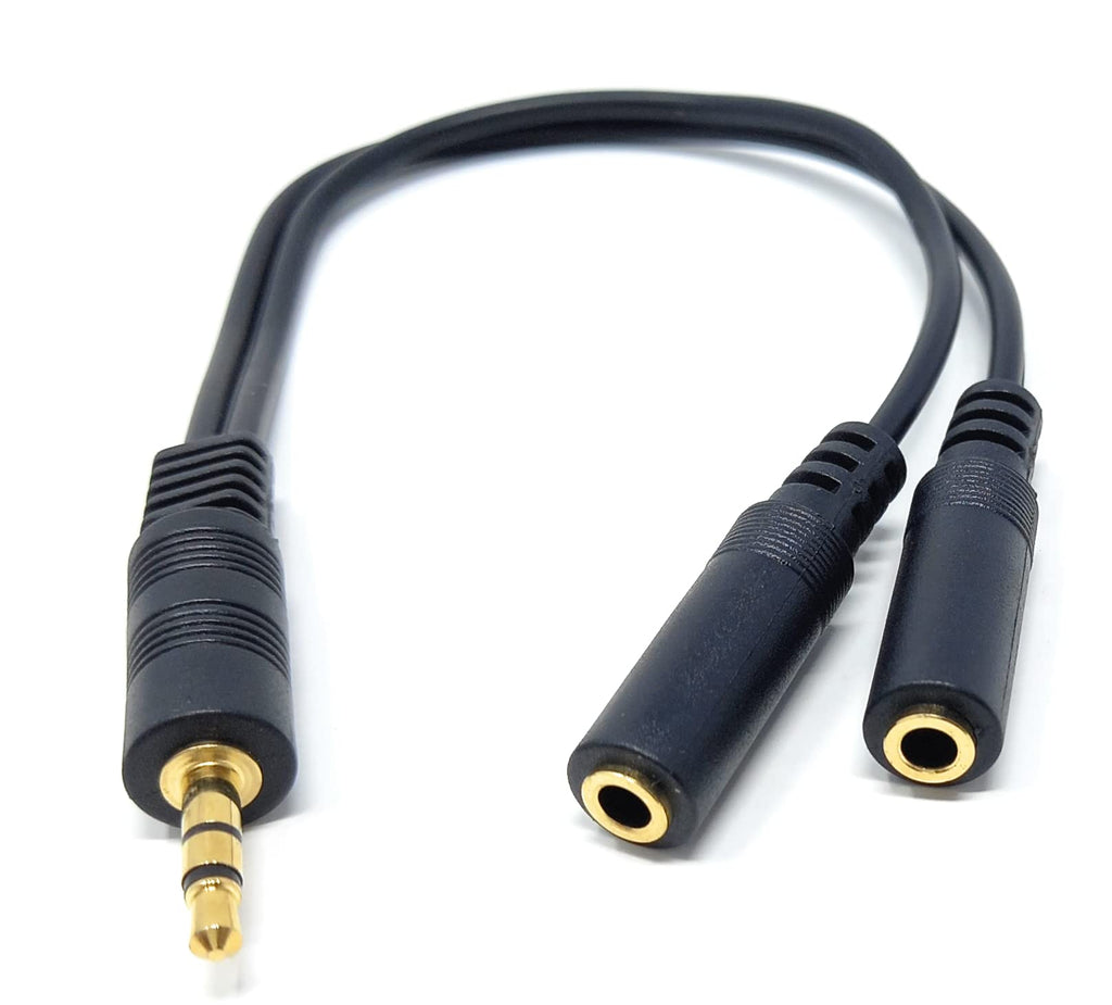 DRUT 3.5mm Jack to Socket Audio Cable Y Headphone Splitter Stereo for Microphones, Headphones Adapter for Phones, Earphones, Speakers, Tablets, PC Extension Lead Gold Plated