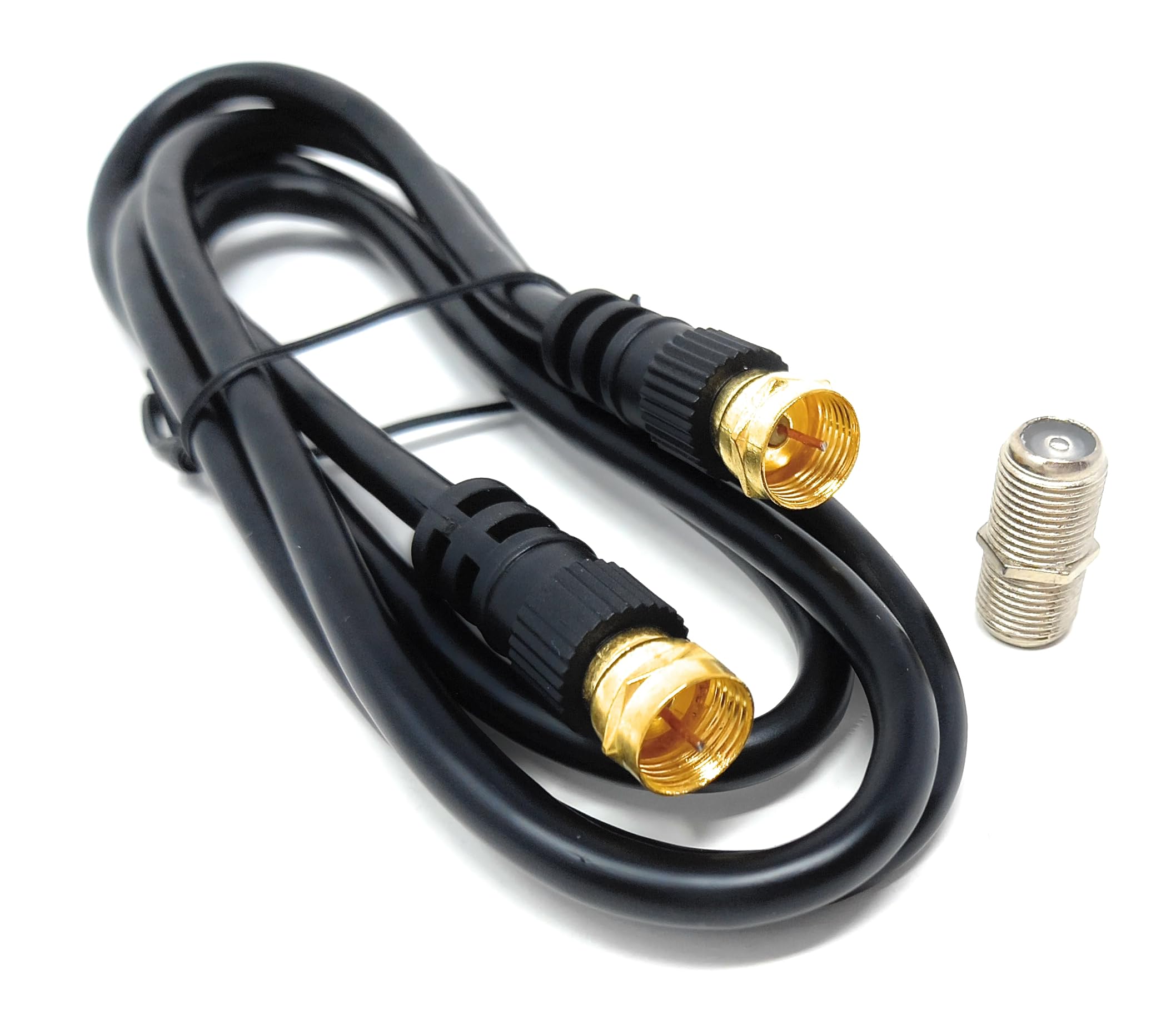 DRUT F-Type Connector TV RG6 Cable With (F-Type Female Coupler) Compatible With STB, Dish TV, Satellite, Antenna Coax Cable Lead