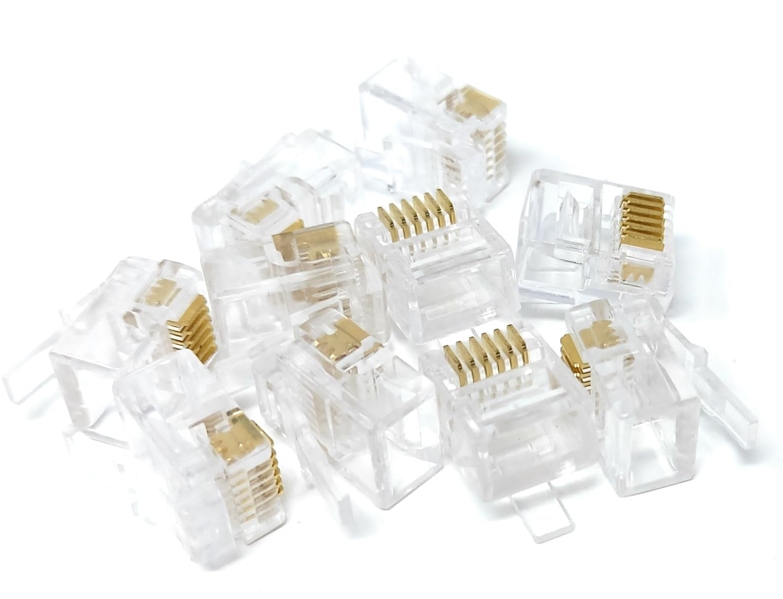 DRUT 10pcs. RJ12 (RJ11) 6p6c Crimps Plug Ends ADSL VDSL Telephone Cable Connectors Plugs 6Pin, 6 Position 6 Conductor