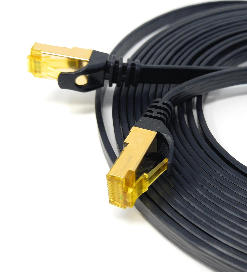 DRUT CAT7 Flat FTP Shielded 600MHz 10Gbps Ethernet LAN RJ45 Cable Gold Plated Switch Router Modem Access Point Lead